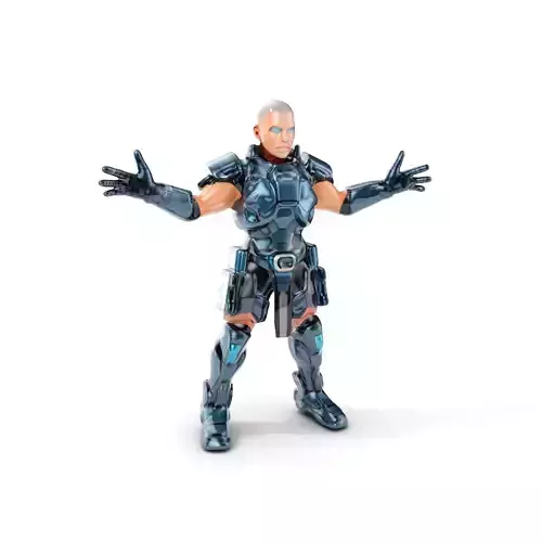 Futuristic Armored Soldier Rigged and Animated D Character Model Low-poly 3D model