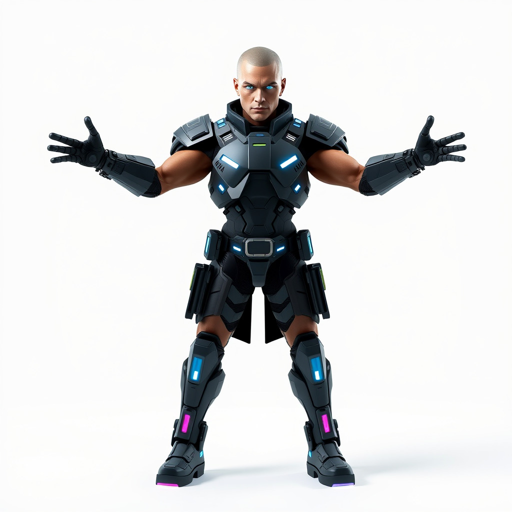 Futuristic Armored Soldier Rigged and Animated D Character Model Low-poly 3D model_3