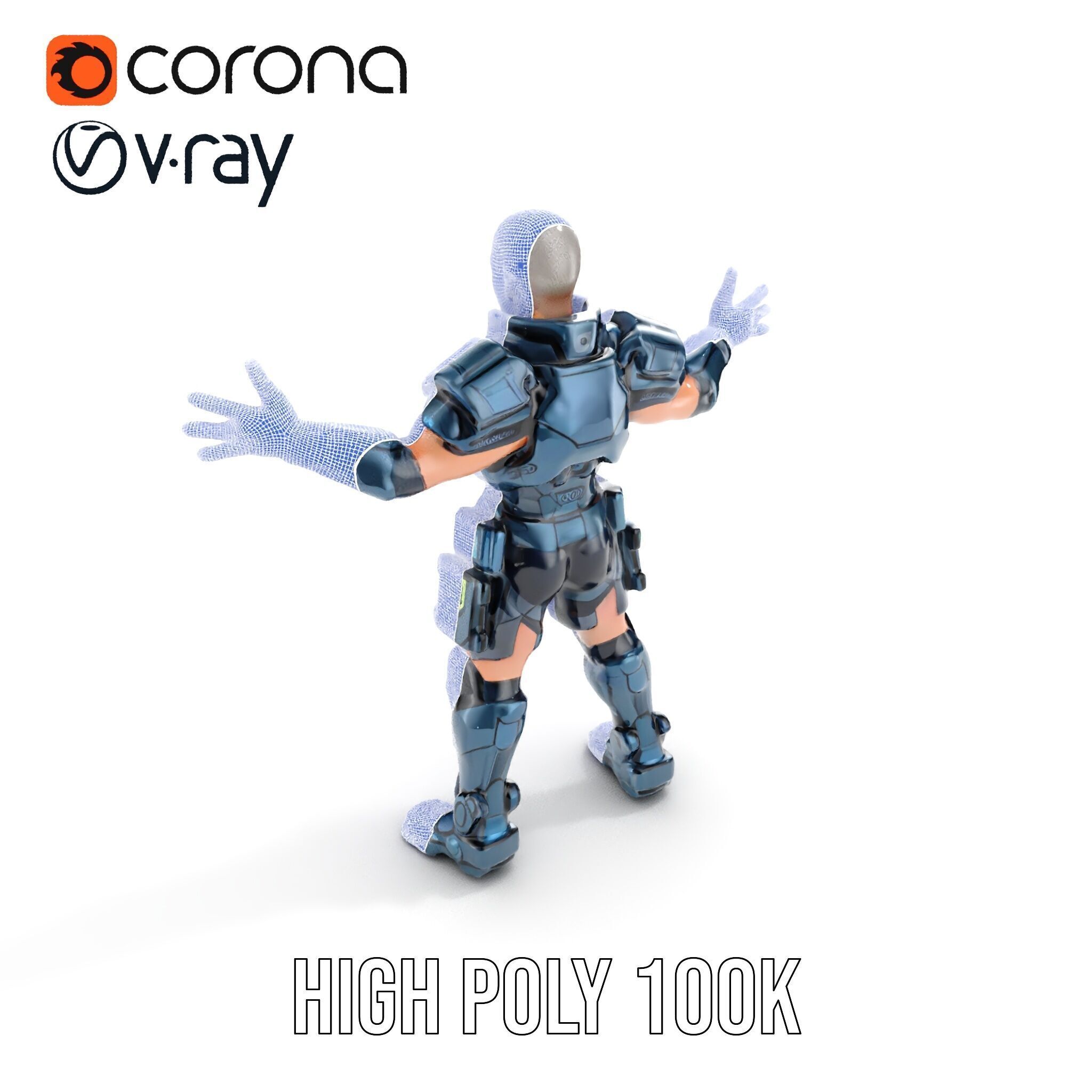 Futuristic Armored Soldier Rigged and Animated D Character Model Low-poly 3D model_31