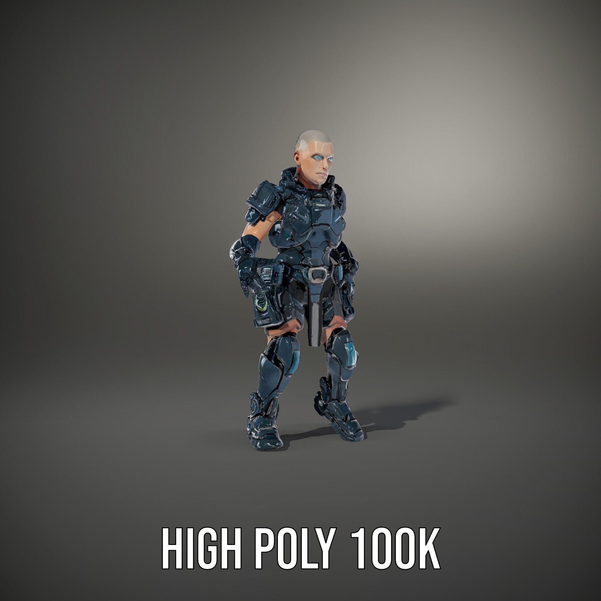Futuristic Armored Soldier Rigged and Animated D Character Model Low-poly 3D model_17