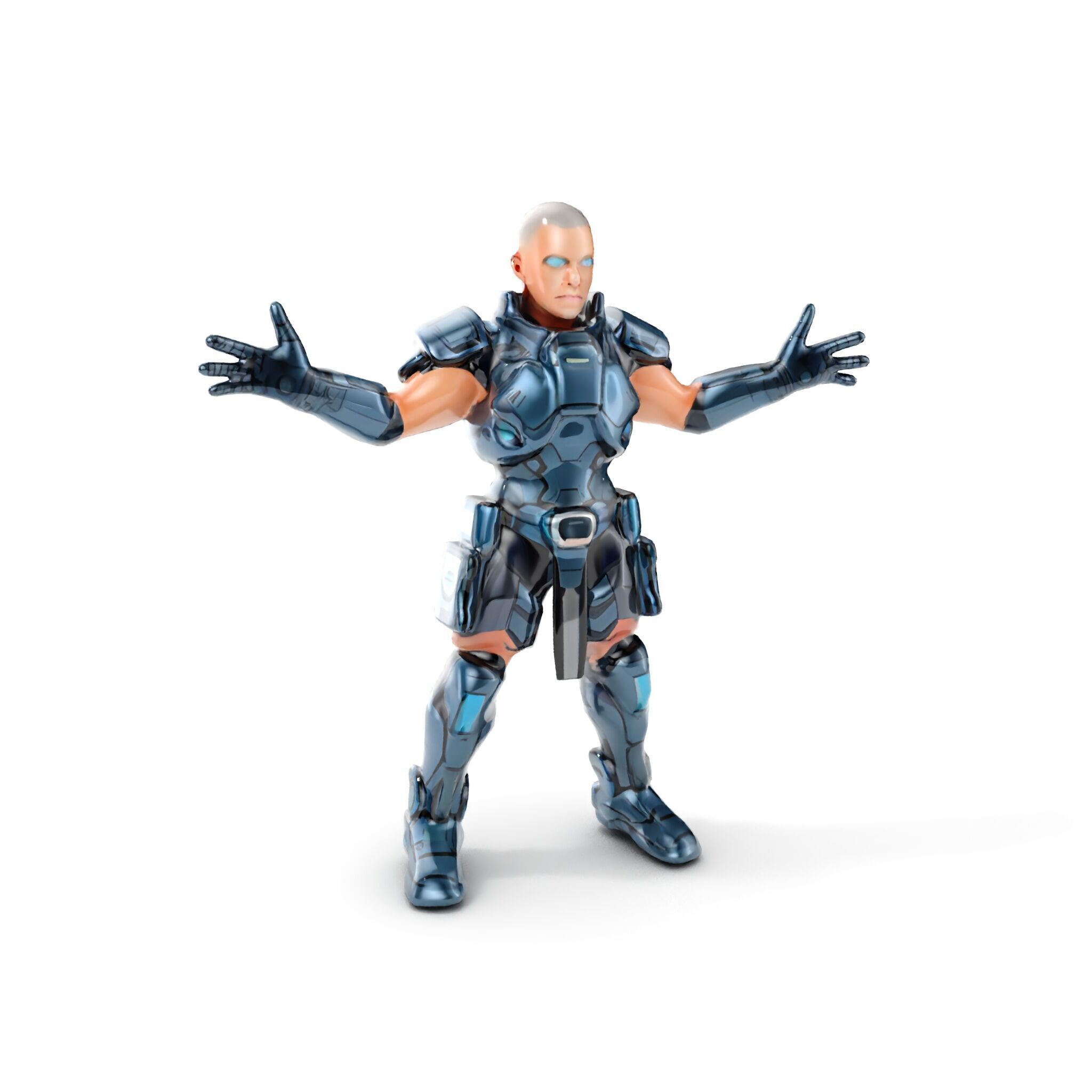 Futuristic Armored Soldier Rigged and Animated D Character Model Low-poly 3D model_12