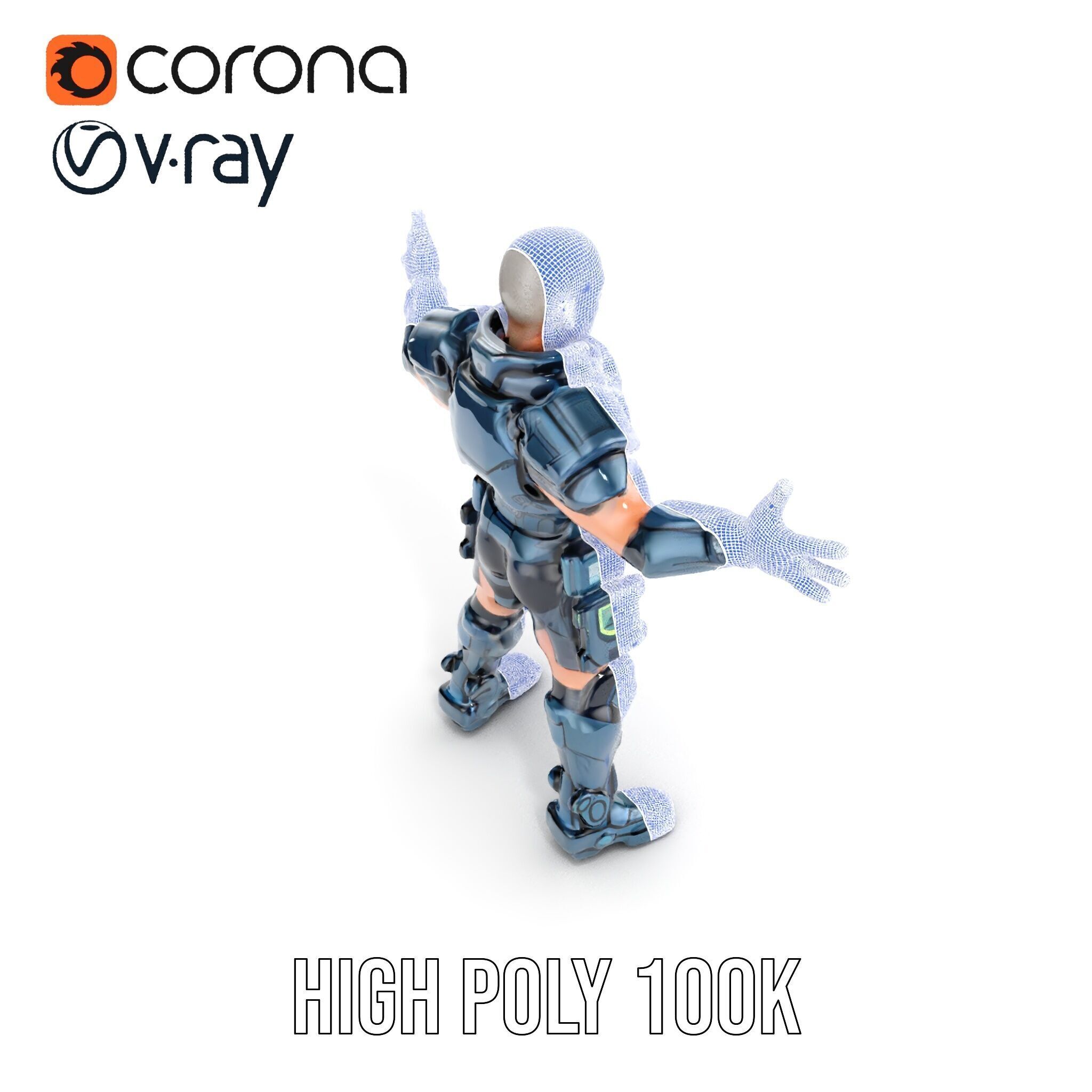 Futuristic Armored Soldier Rigged and Animated D Character Model Low-poly 3D model_36