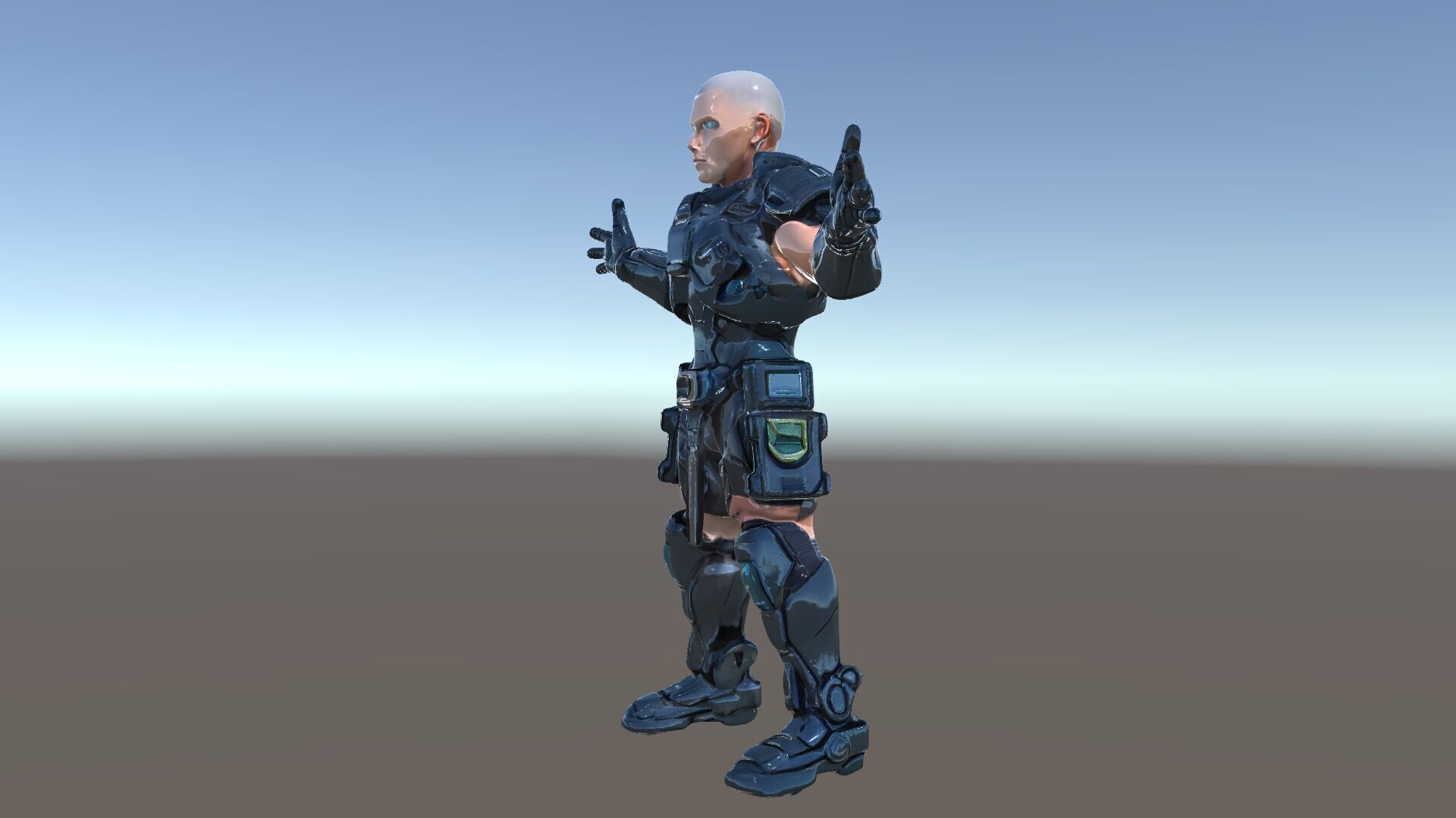Futuristic Armored Soldier Rigged and Animated D Character Model Low-poly 3D model_6