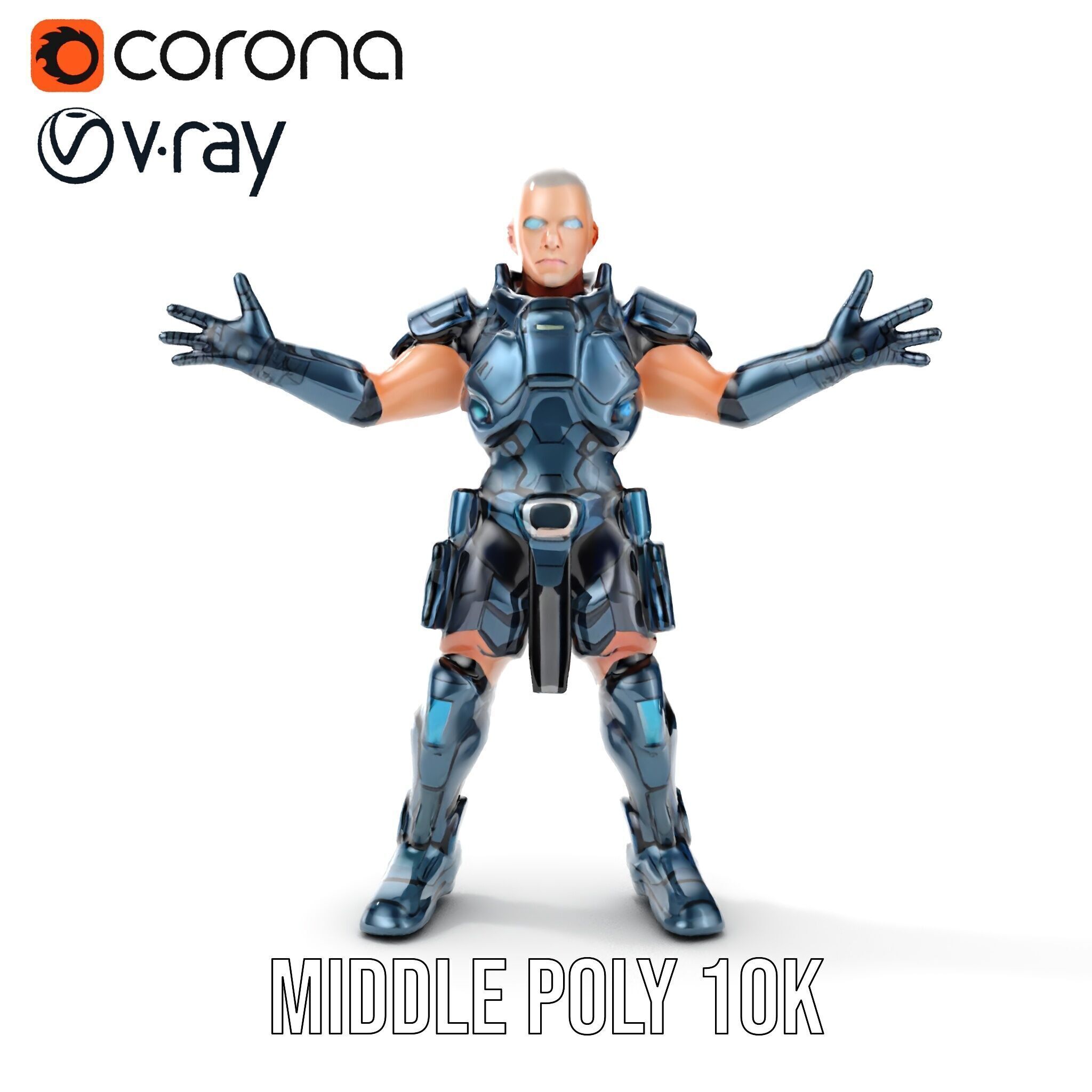 Futuristic Armored Soldier Rigged and Animated D Character Model Low-poly 3D model_32