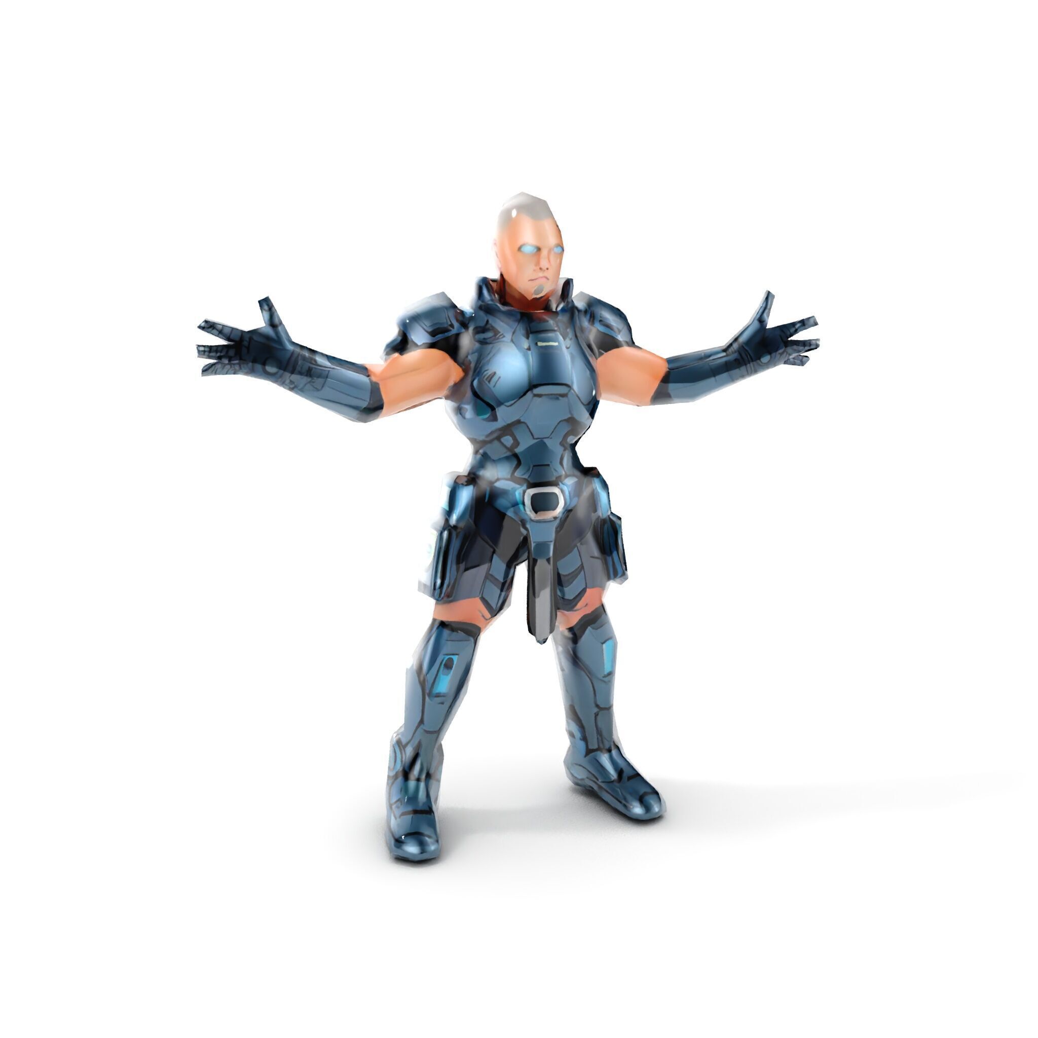 Futuristic Armored Soldier Rigged and Animated D Character Model Low-poly 3D model_8