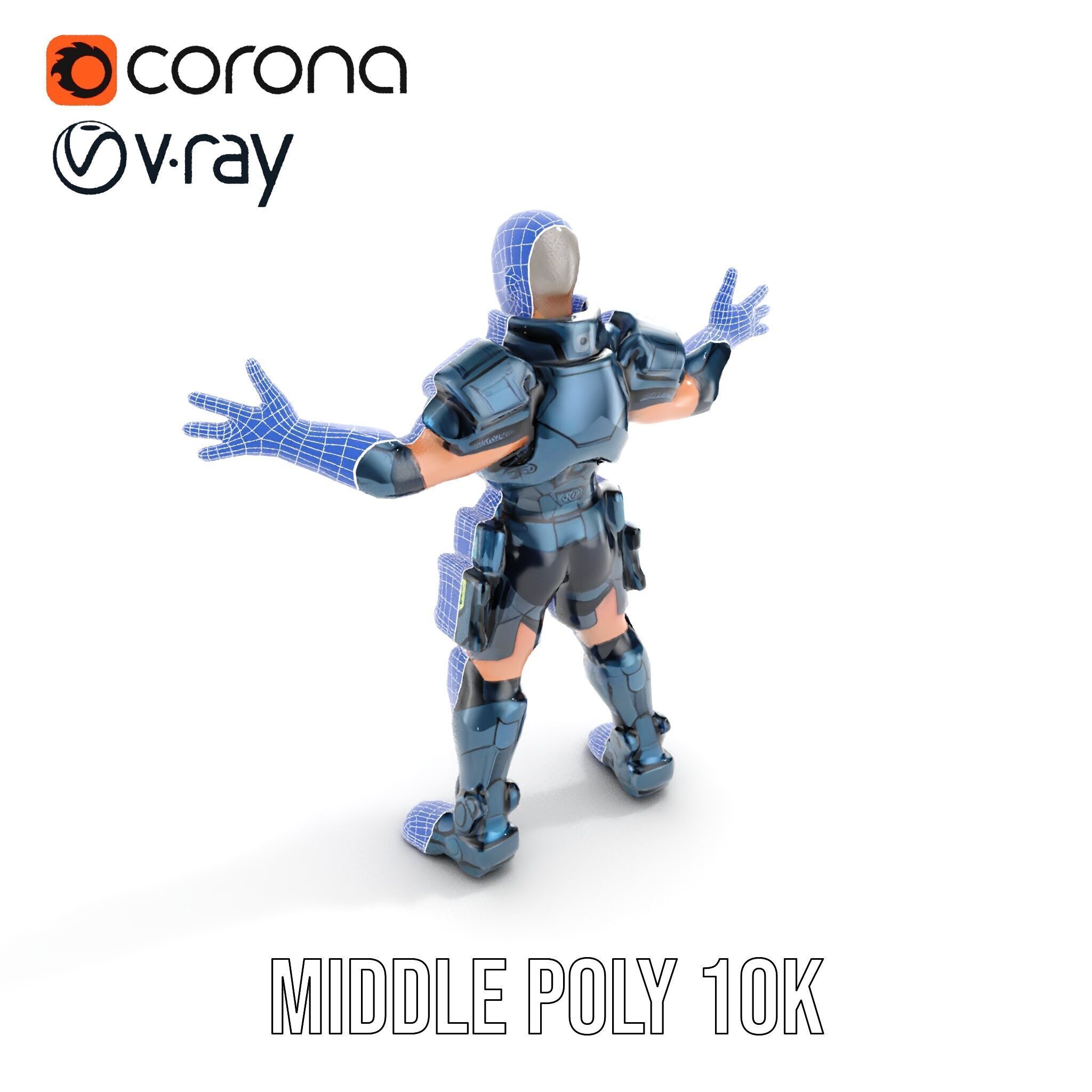 Futuristic Armored Soldier Rigged and Animated D Character Model Low-poly 3D model_15