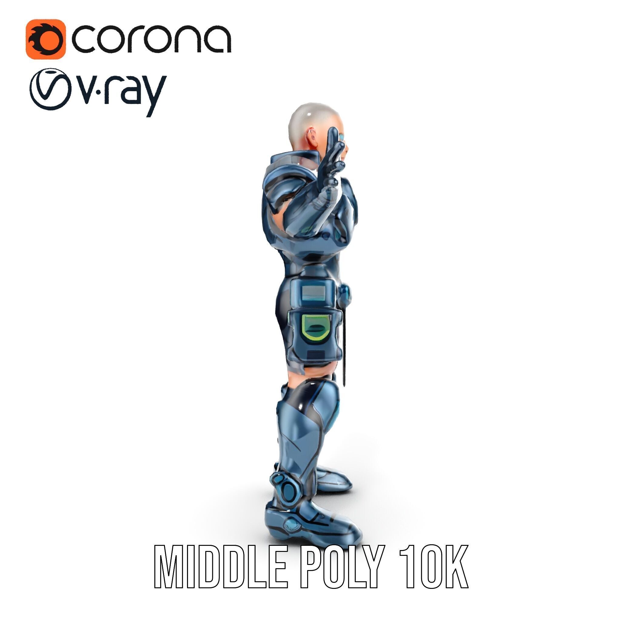 Futuristic Armored Soldier Rigged and Animated D Character Model Low-poly 3D model_26