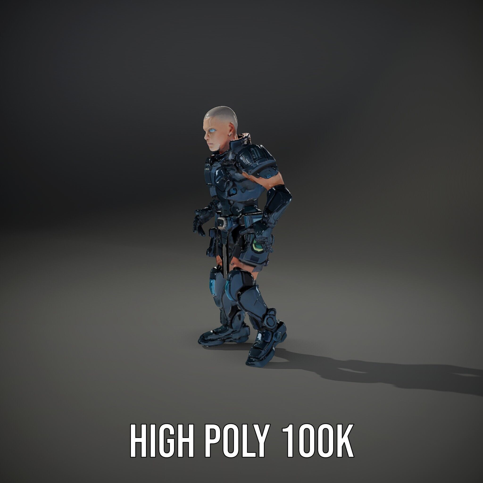 Futuristic Armored Soldier Rigged and Animated D Character Model Low-poly 3D model_11