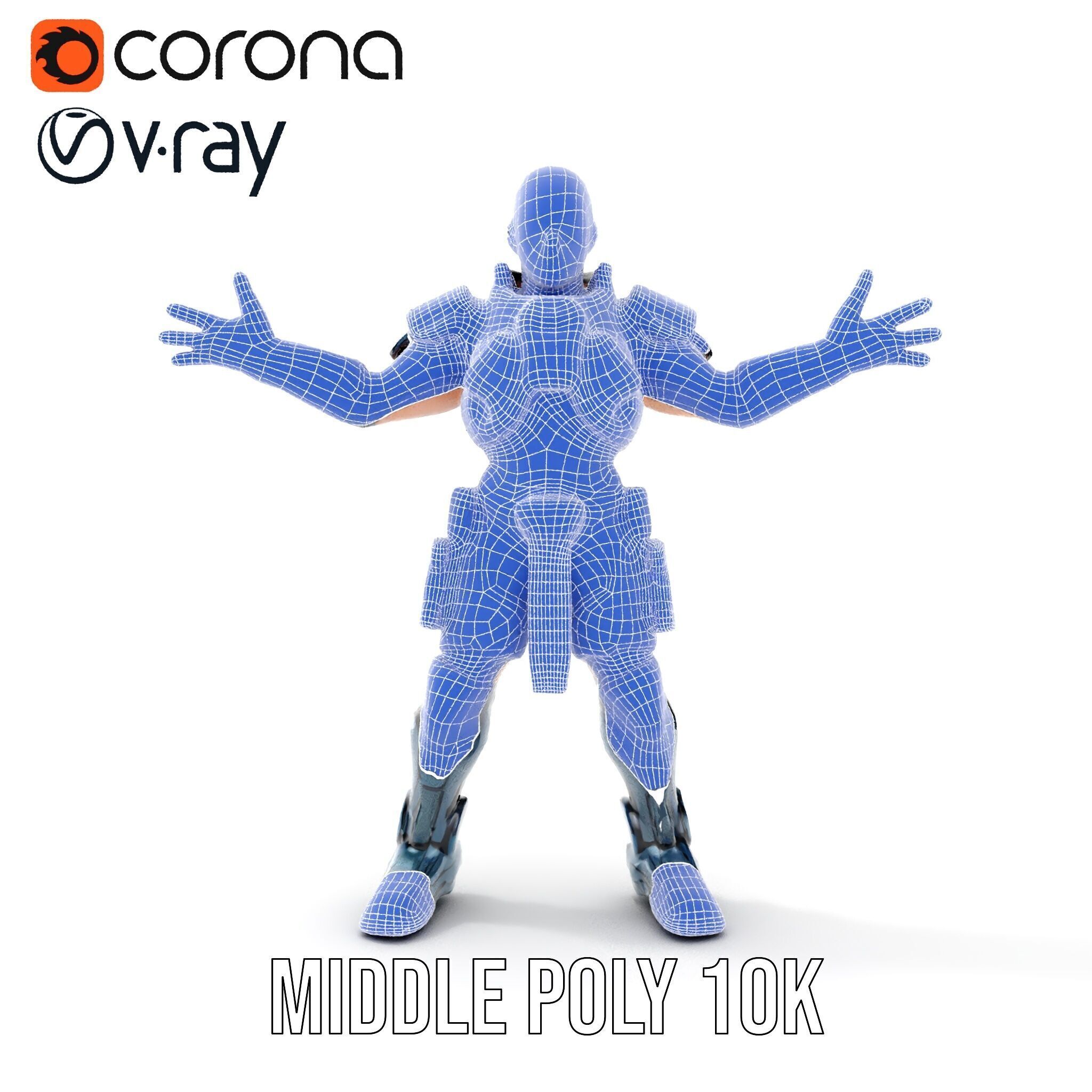 Futuristic Armored Soldier Rigged and Animated D Character Model Low-poly 3D model_21