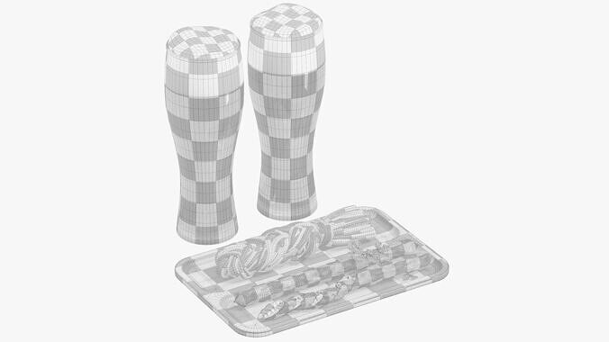 Dark beer with hunting sausages 3D model 6