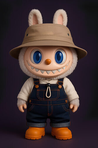 Labubu Hat and Overalls The Monsters toy 3D print model