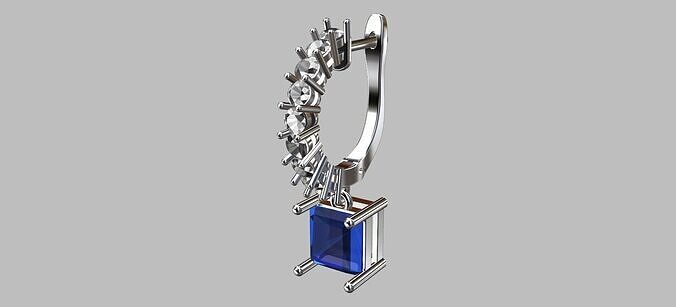 Studded Hoop Earring with Pendant 3D print model