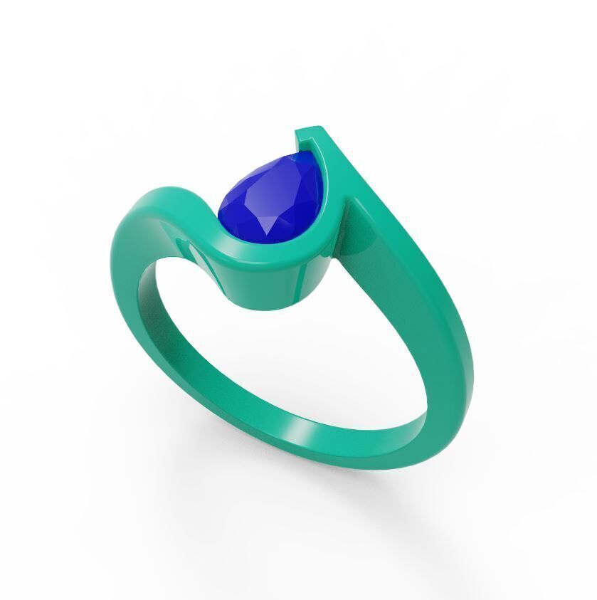 Pear Cut Engagement Ring 3D print model_5