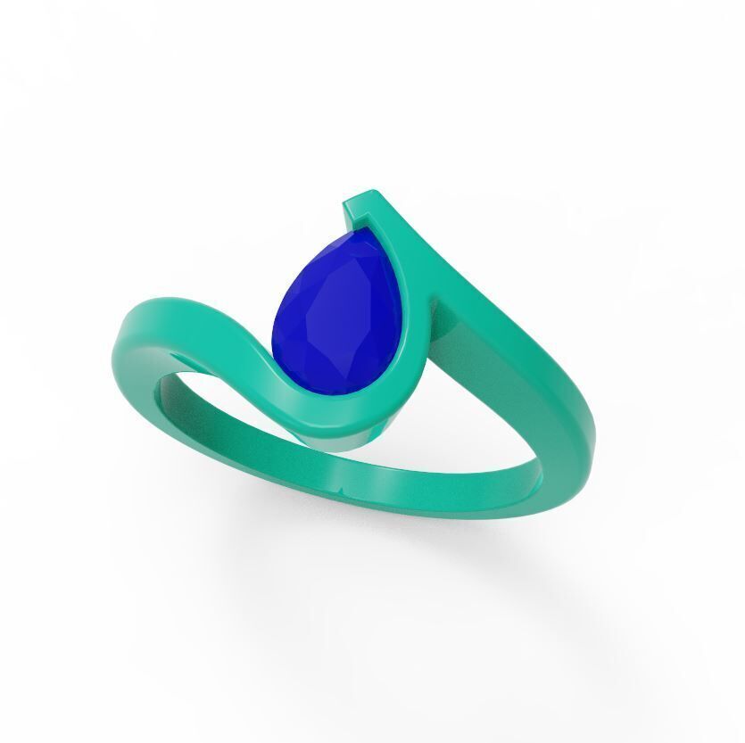 Pear Cut Engagement Ring 3D print model_3