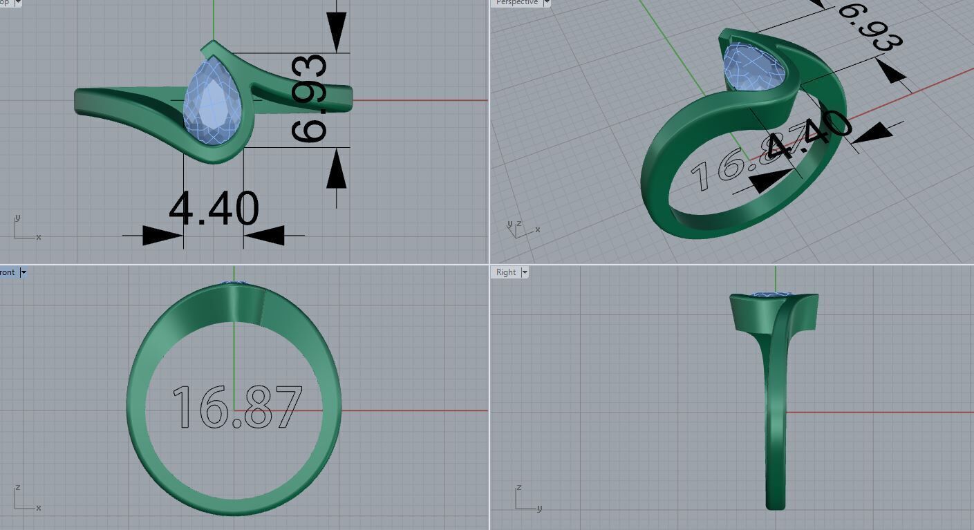 Pear Cut Engagement Ring 3D print model_4