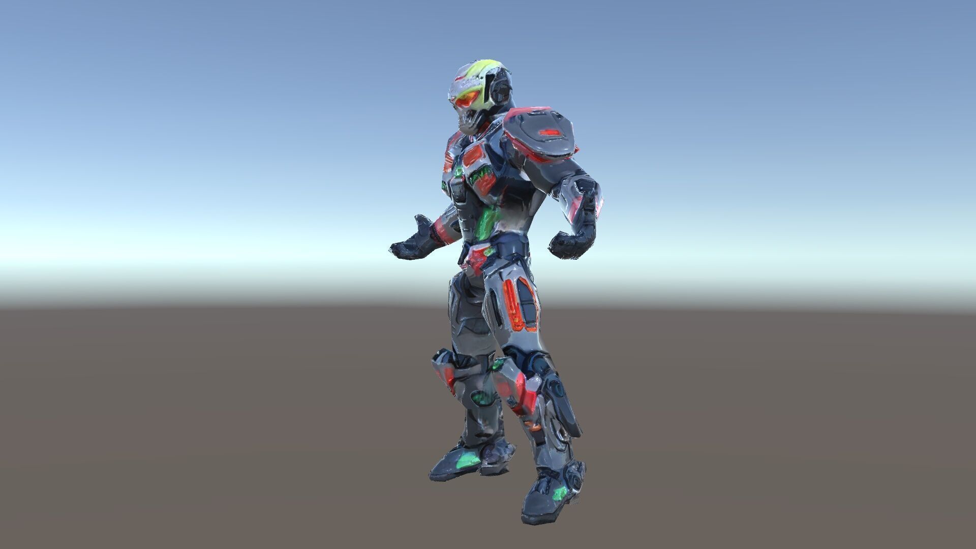 Cybernetic Skeleton Warrior Rigged and Animated Low-poly 3D model_35