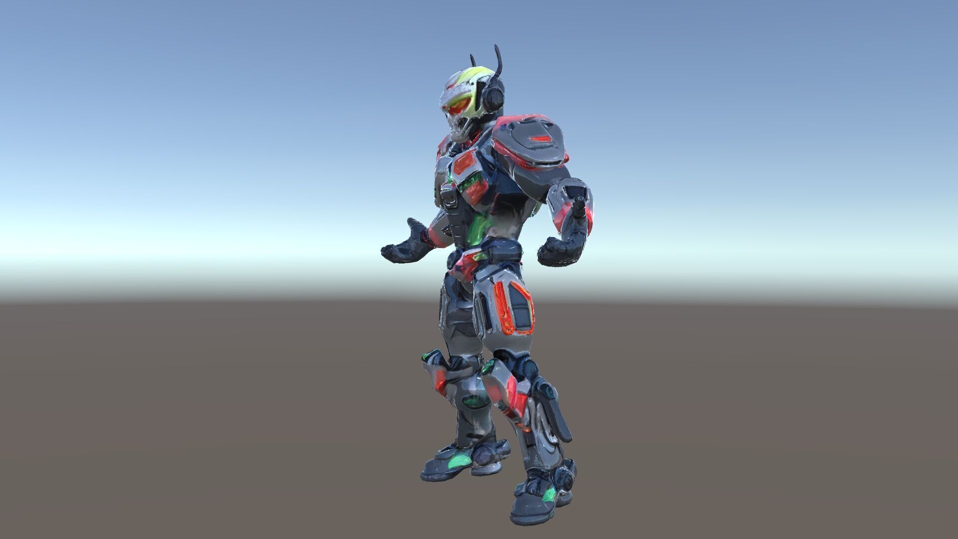 Cybernetic Skeleton Warrior Rigged and Animated Low-poly 3D model_39