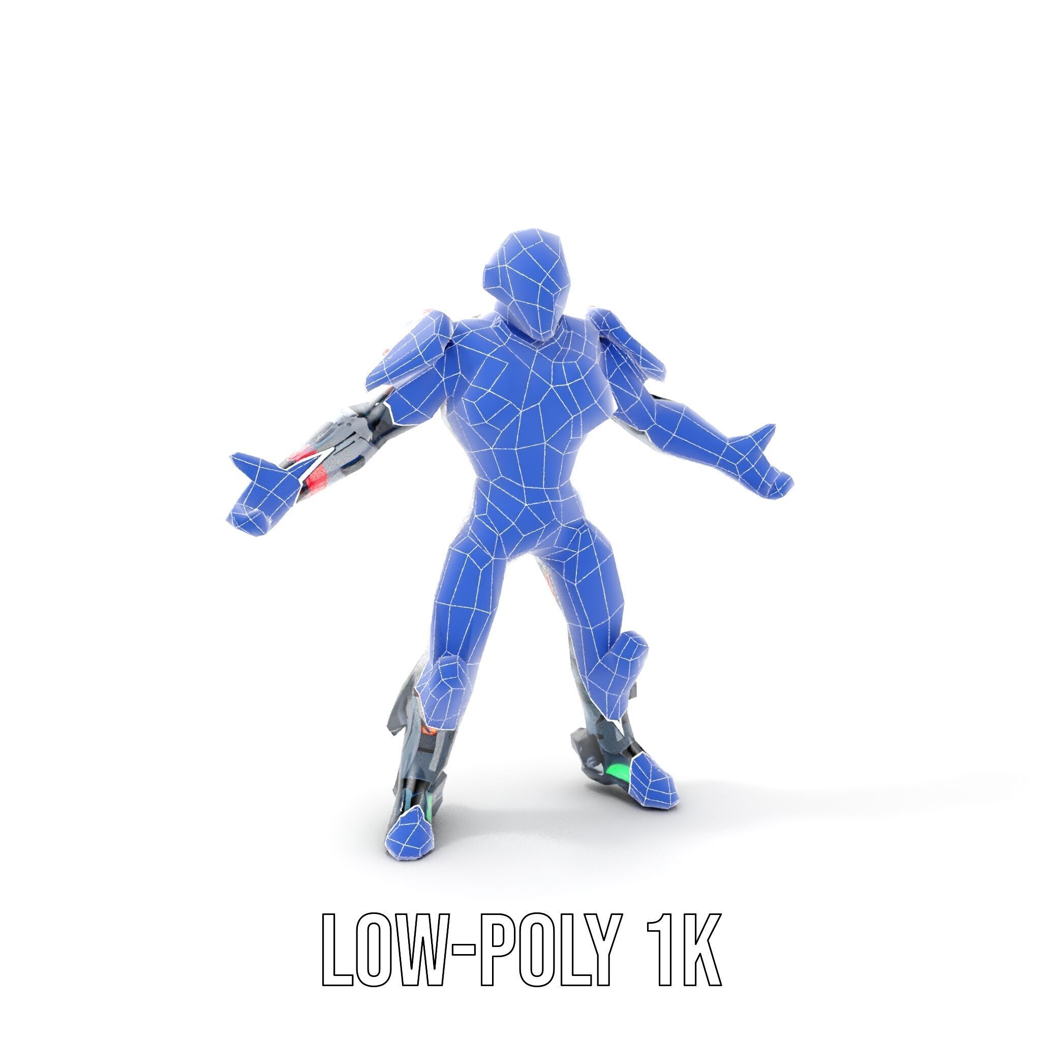 Cybernetic Skeleton Warrior Rigged and Animated Low-poly 3D model_24