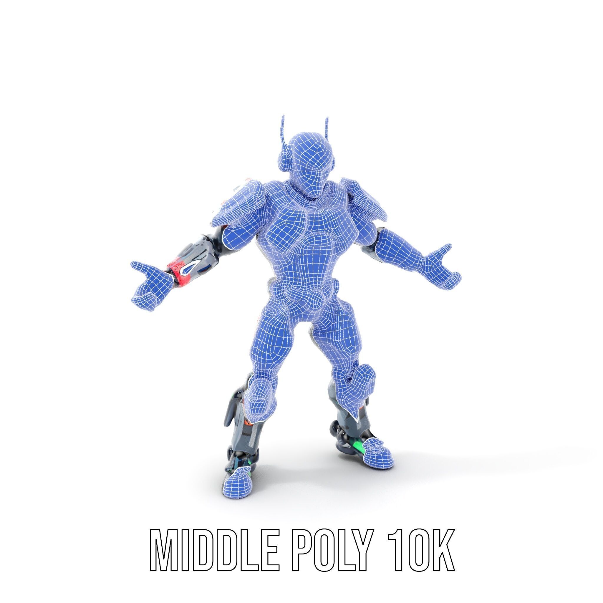 Cybernetic Skeleton Warrior Rigged and Animated Low-poly 3D model_20