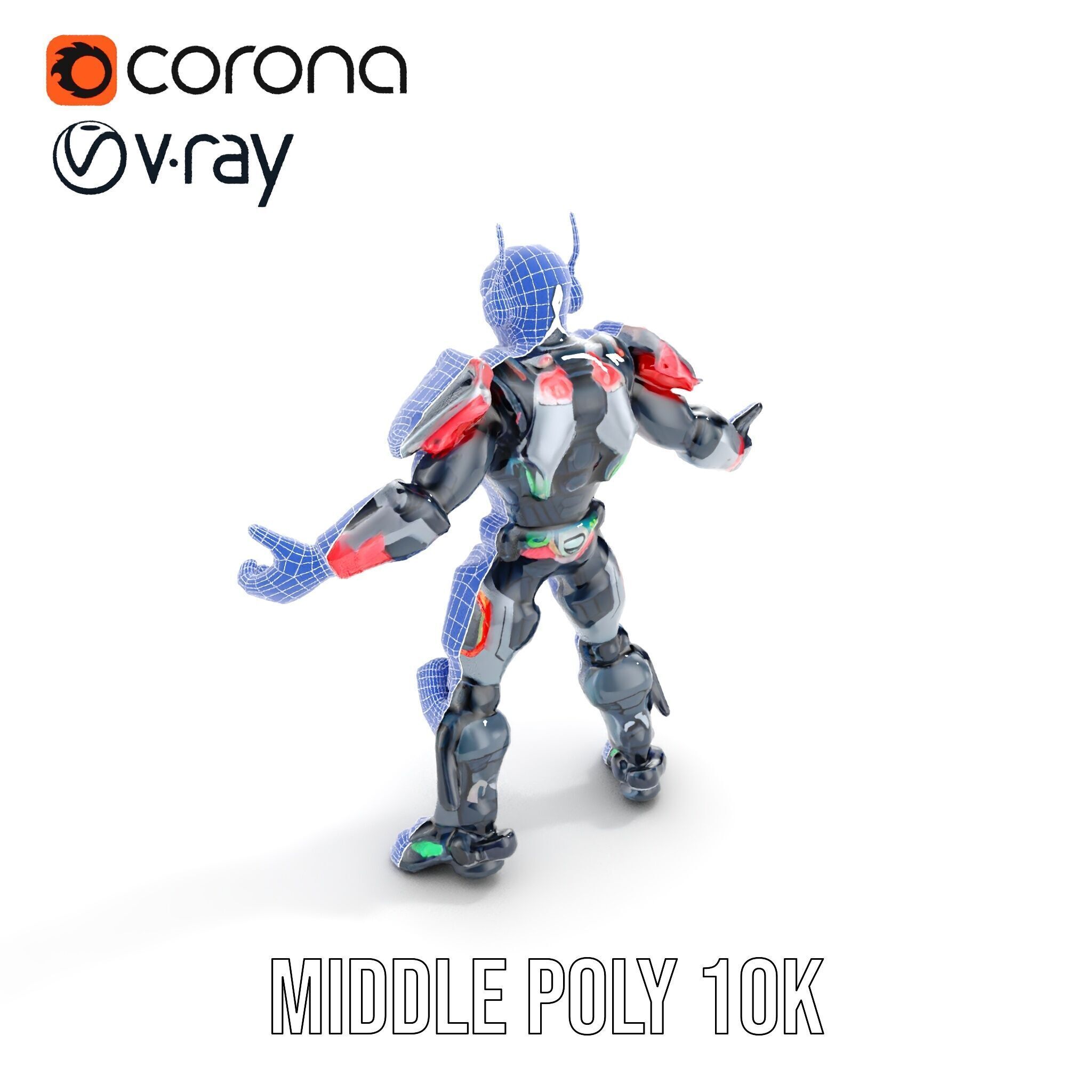 Cybernetic Skeleton Warrior Rigged and Animated Low-poly 3D model_29