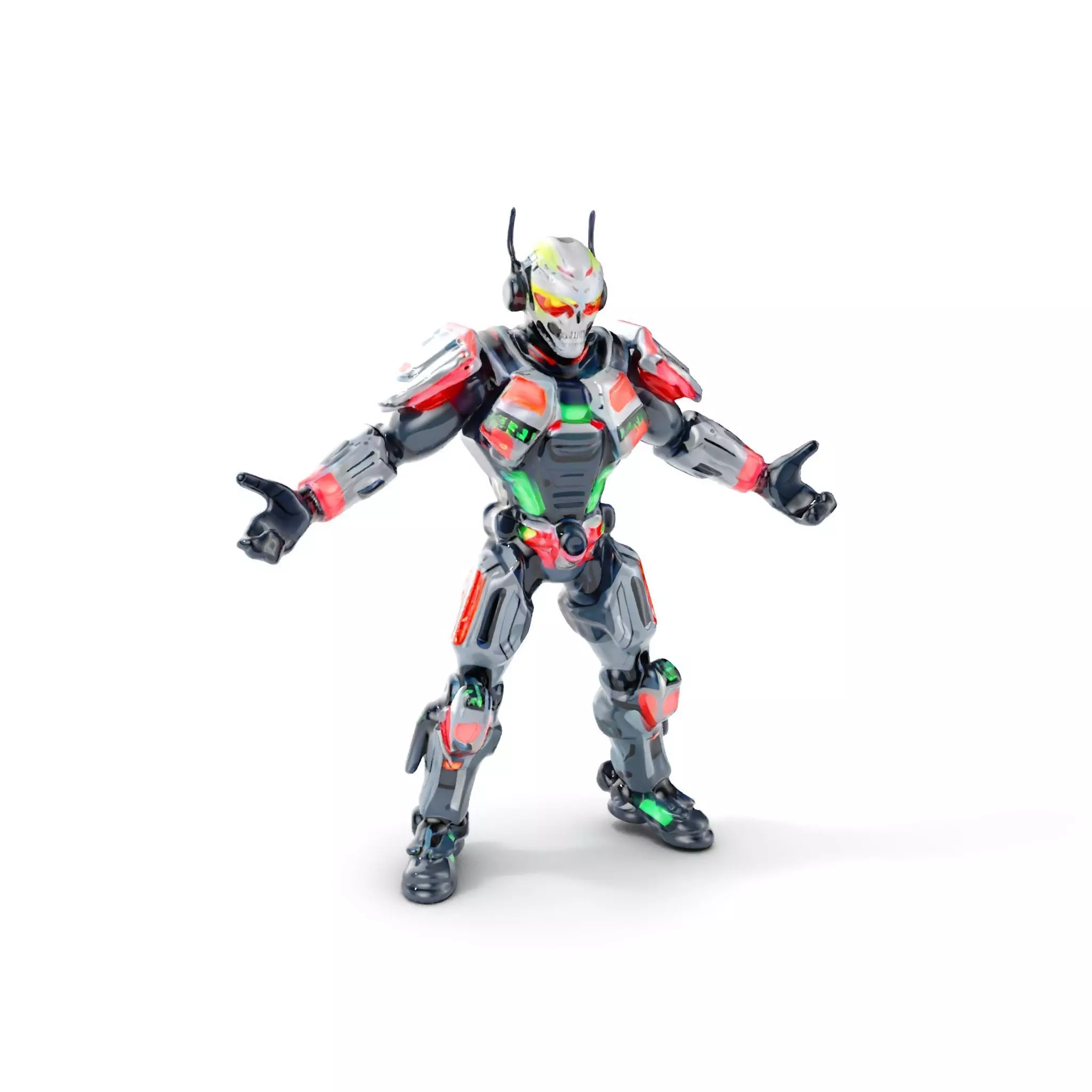 Cybernetic Skeleton Warrior Rigged and Animated Low-poly 3D model_0