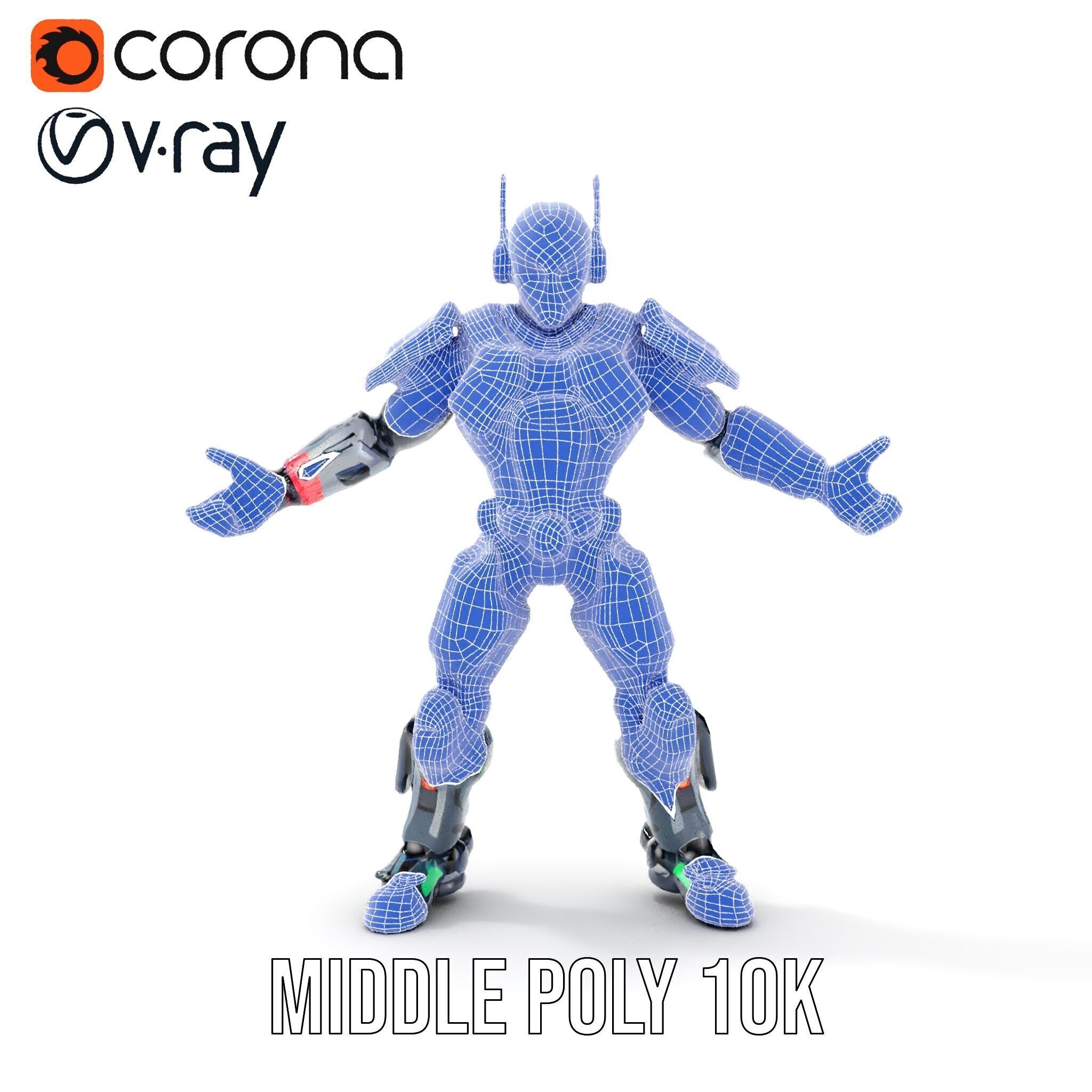 Cybernetic Skeleton Warrior Rigged and Animated Low-poly 3D model_37