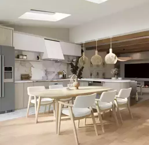Modern Scandinavian Villa Interior  Low-poly 3D model