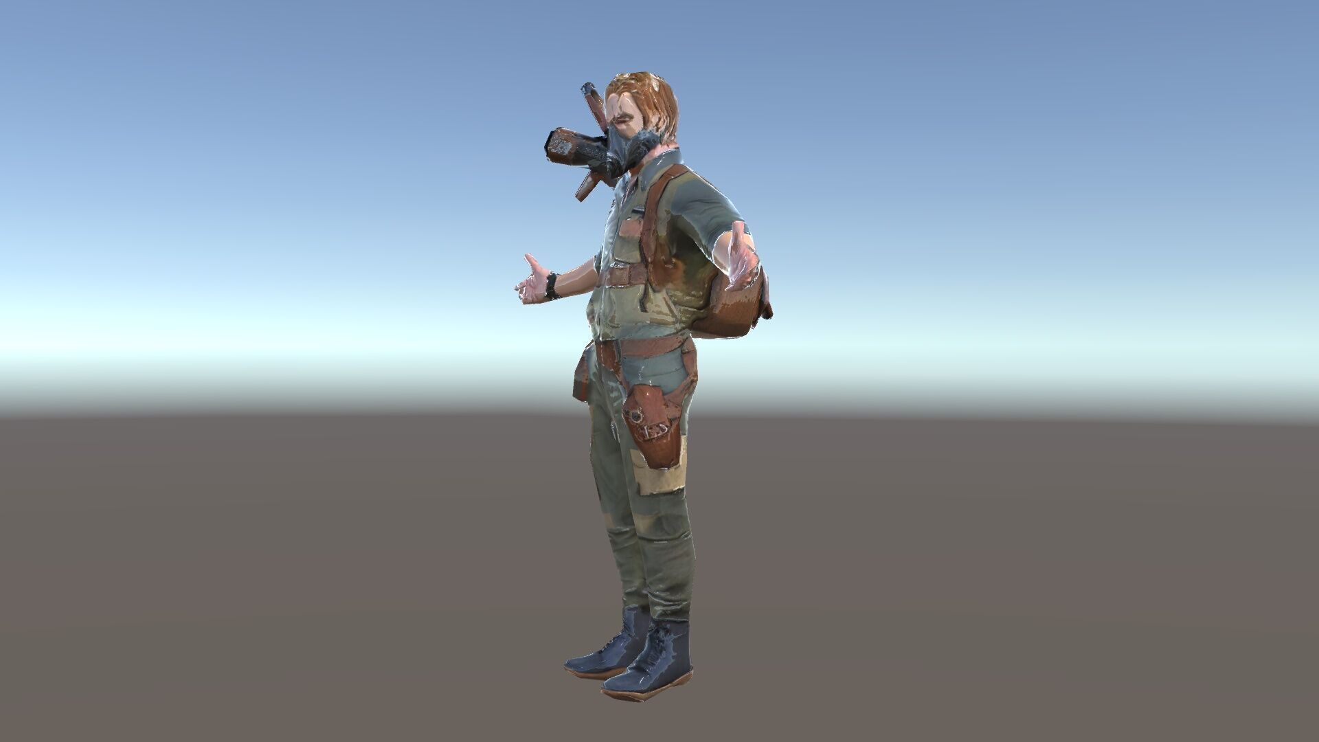 PostApocalyptic Survivalist Character Rigged and Animated Low-poly 3D model_35