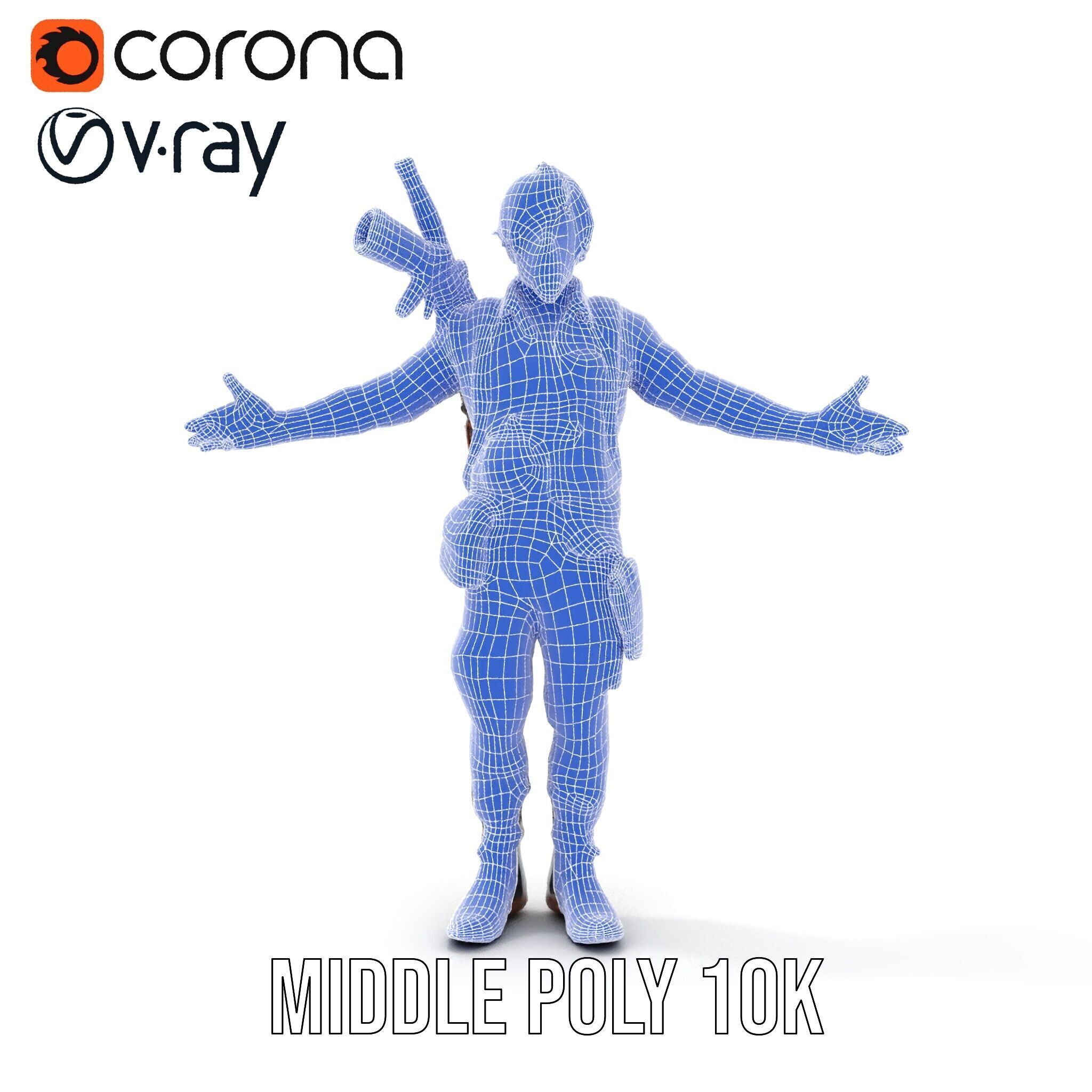 PostApocalyptic Survivalist Character Rigged and Animated Low-poly 3D model_34