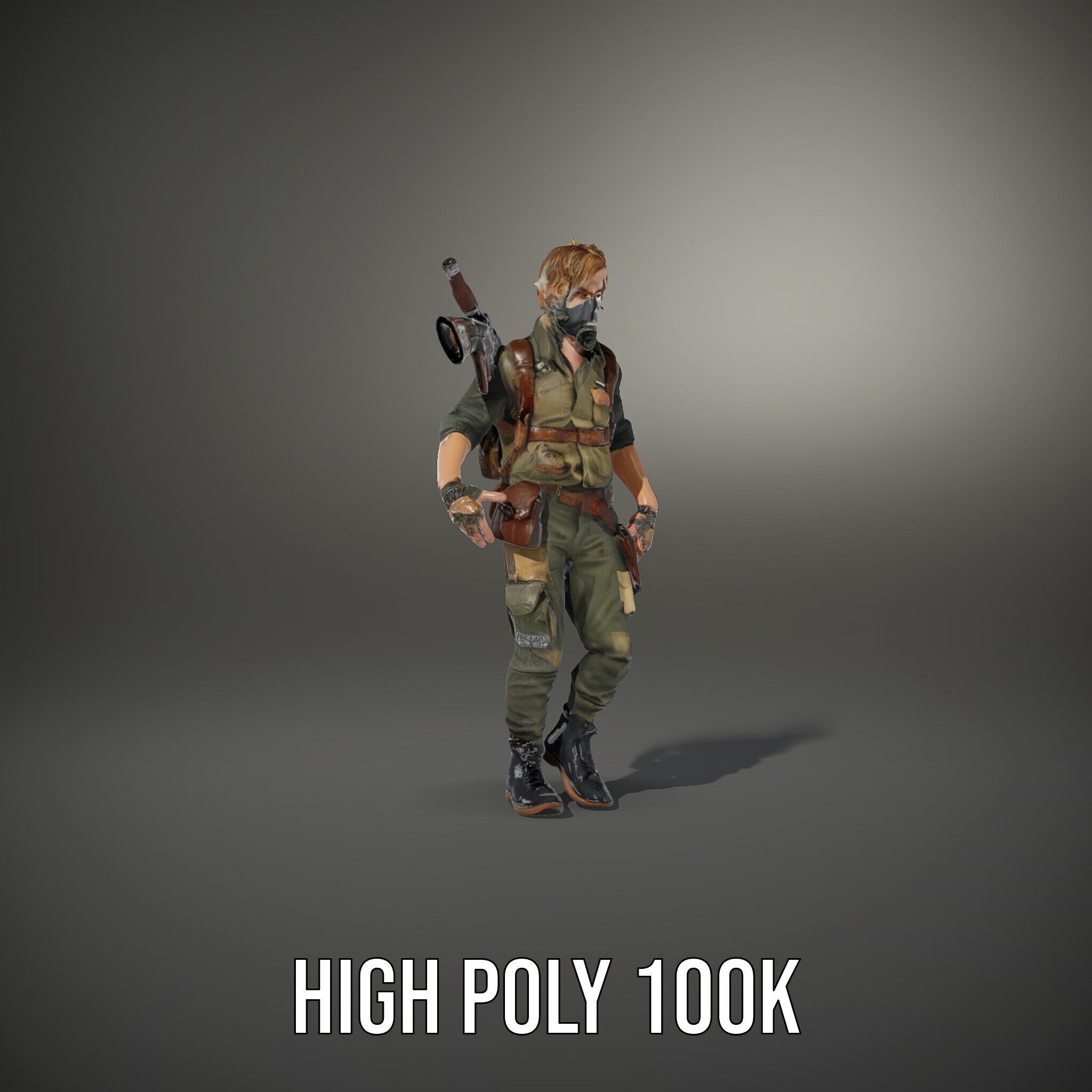 PostApocalyptic Survivalist Character Rigged and Animated Low-poly 3D model_14