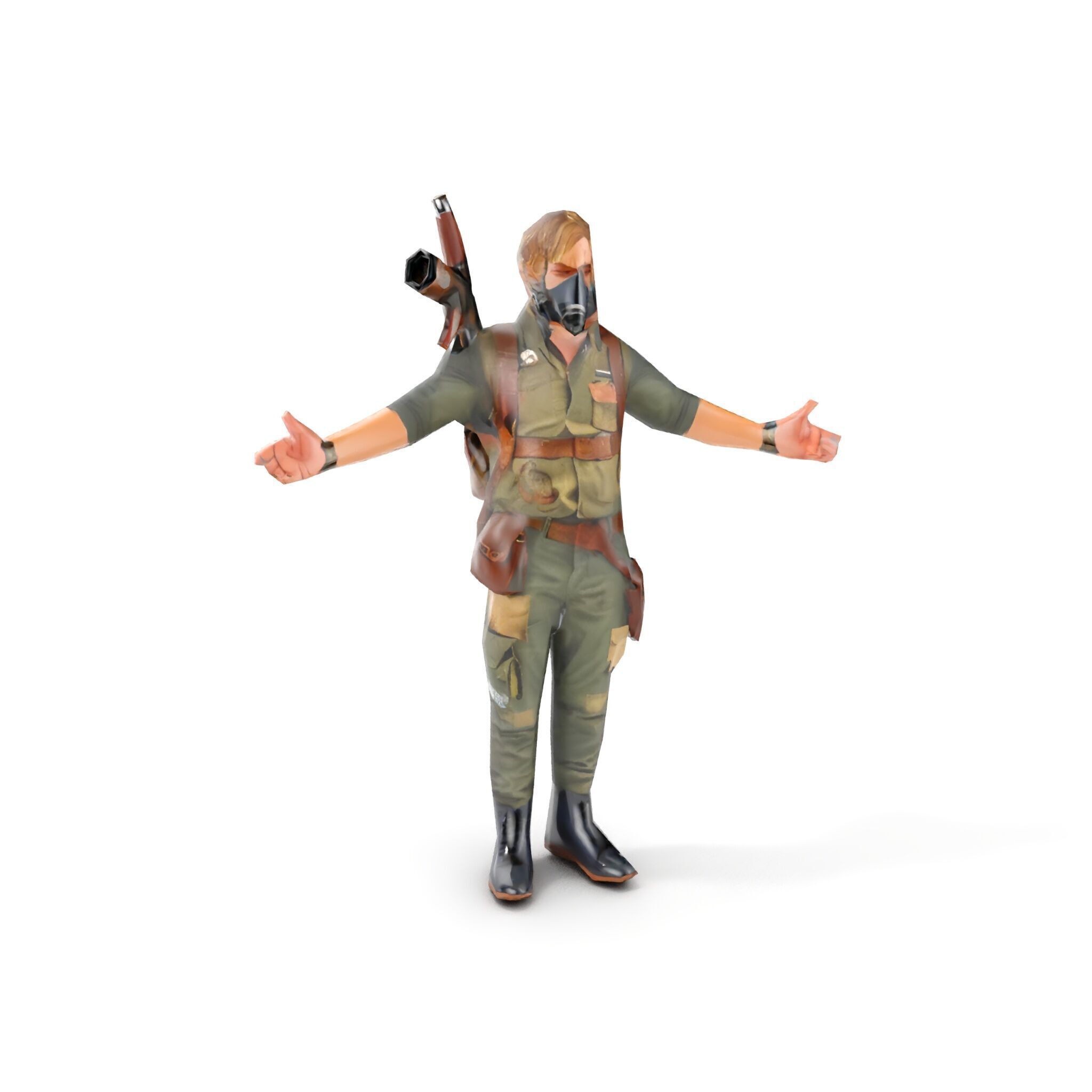 PostApocalyptic Survivalist Character Rigged and Animated Low-poly 3D model_24