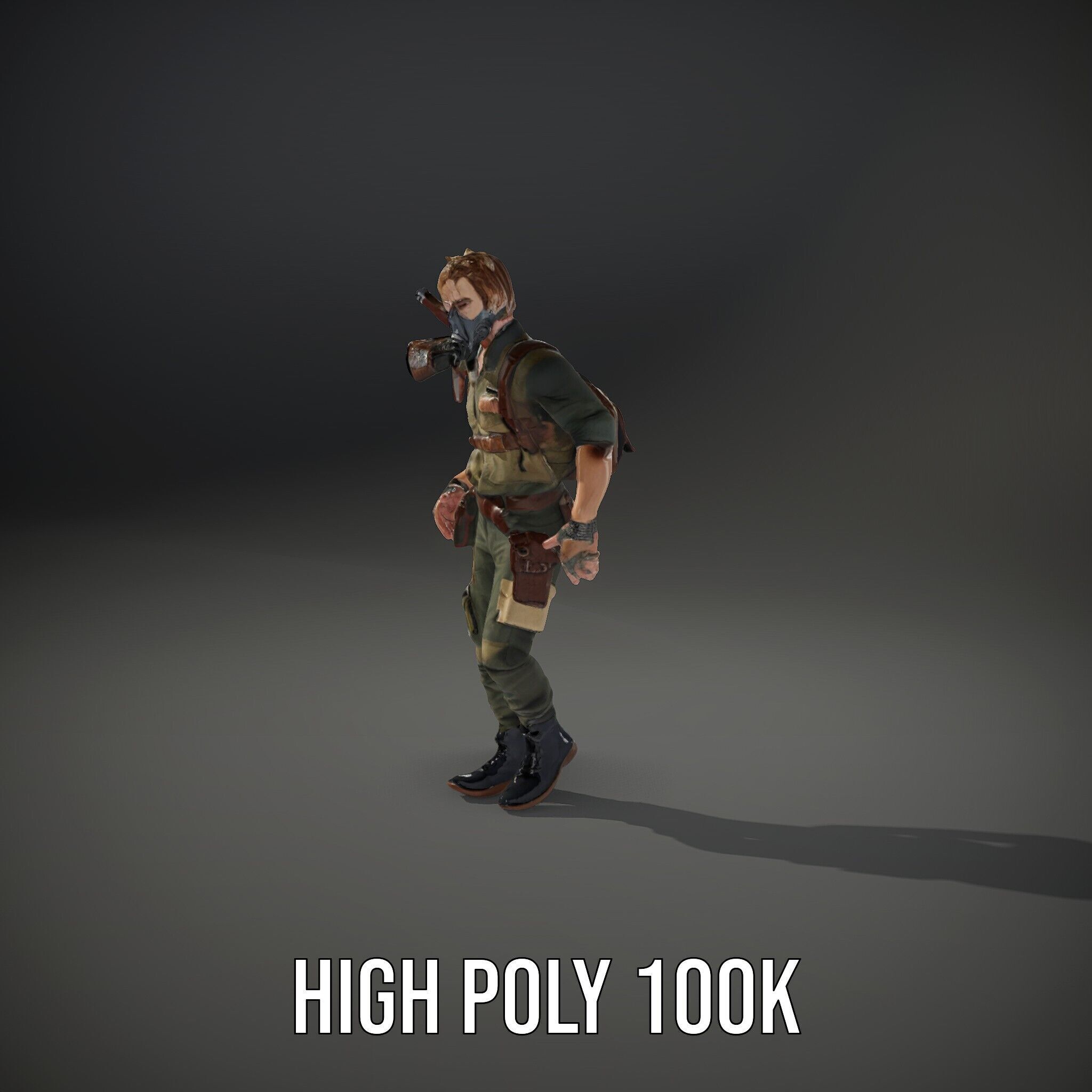 PostApocalyptic Survivalist Character Rigged and Animated Low-poly 3D model_11