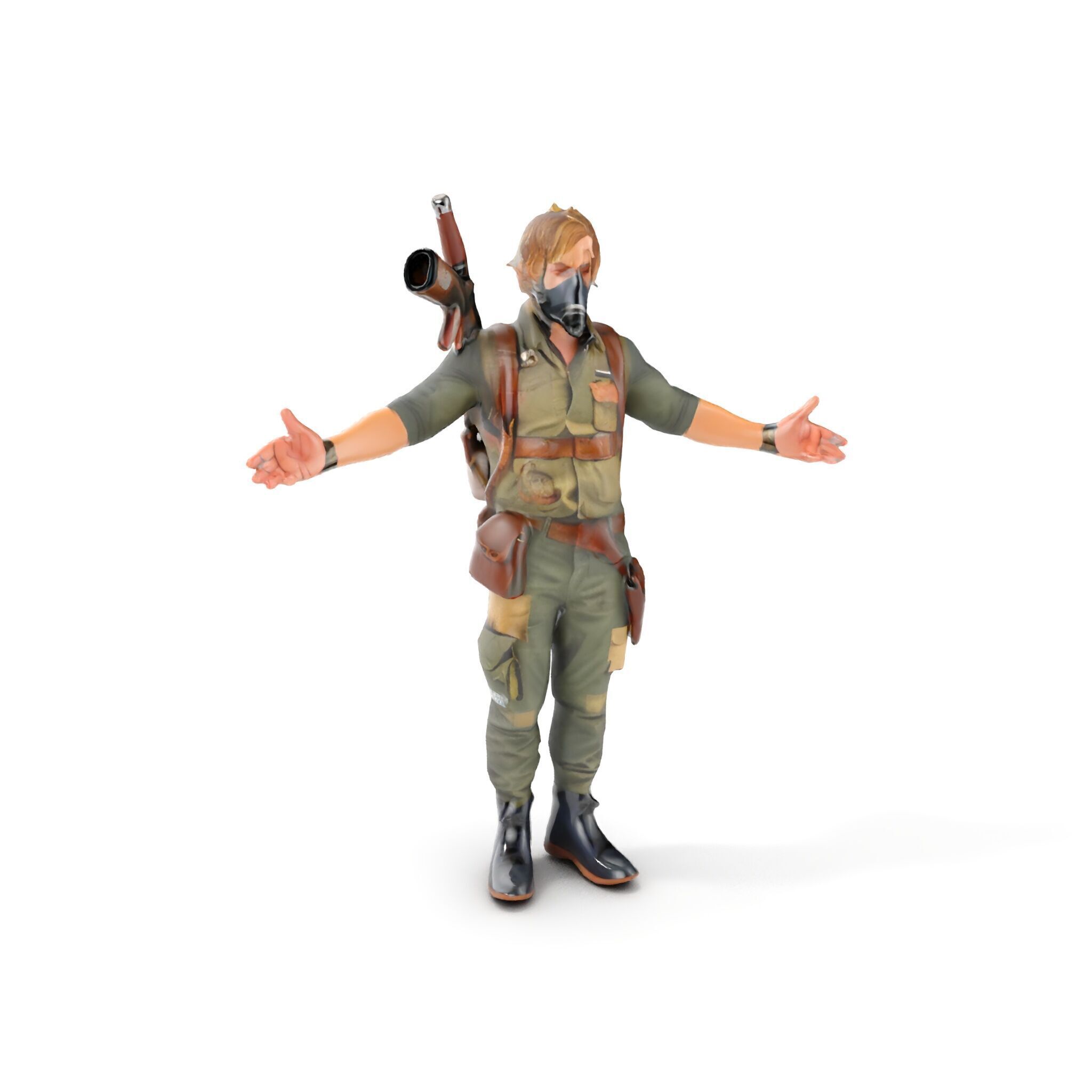 PostApocalyptic Survivalist Character Rigged and Animated Low-poly 3D model_18