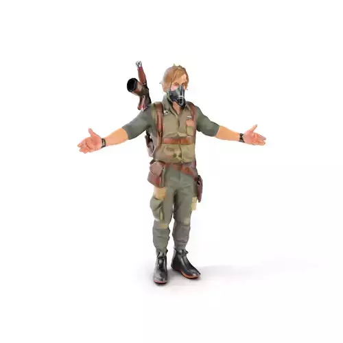 PostApocalyptic Survivalist Character Rigged and Animated Low-poly 3D model
