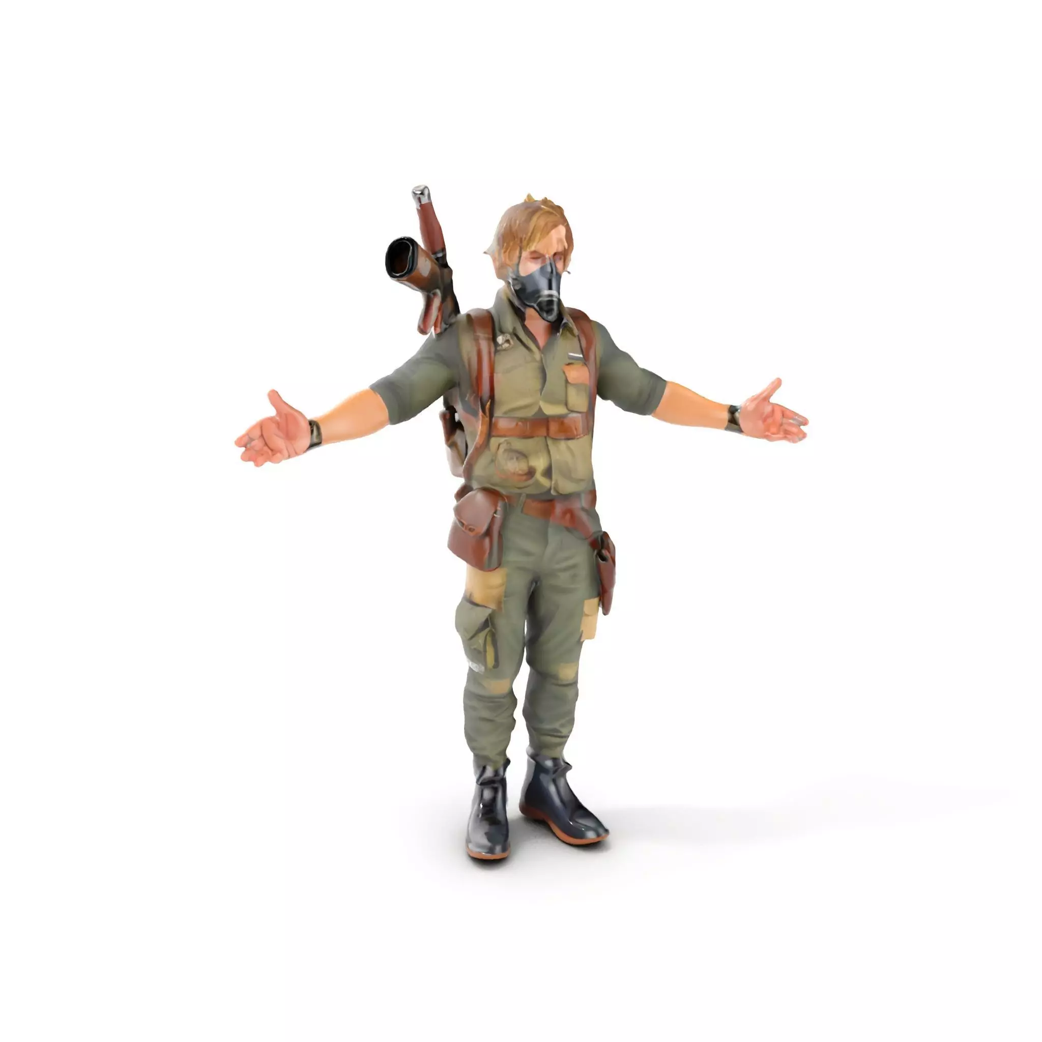 PostApocalyptic Survivalist Character Rigged and Animated Low-poly 3D model_0
