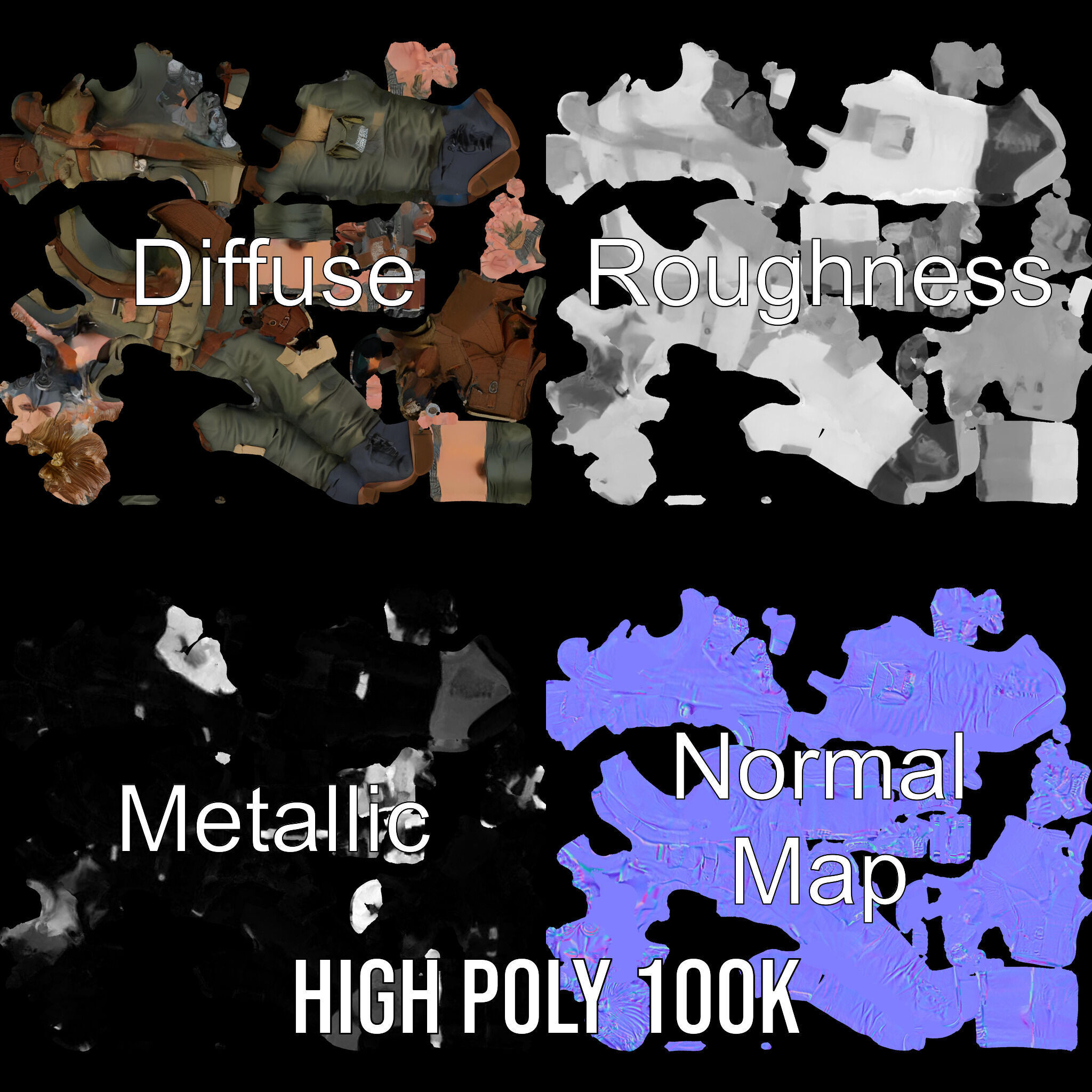 PostApocalyptic Survivalist Character Rigged and Animated Low-poly 3D model_4