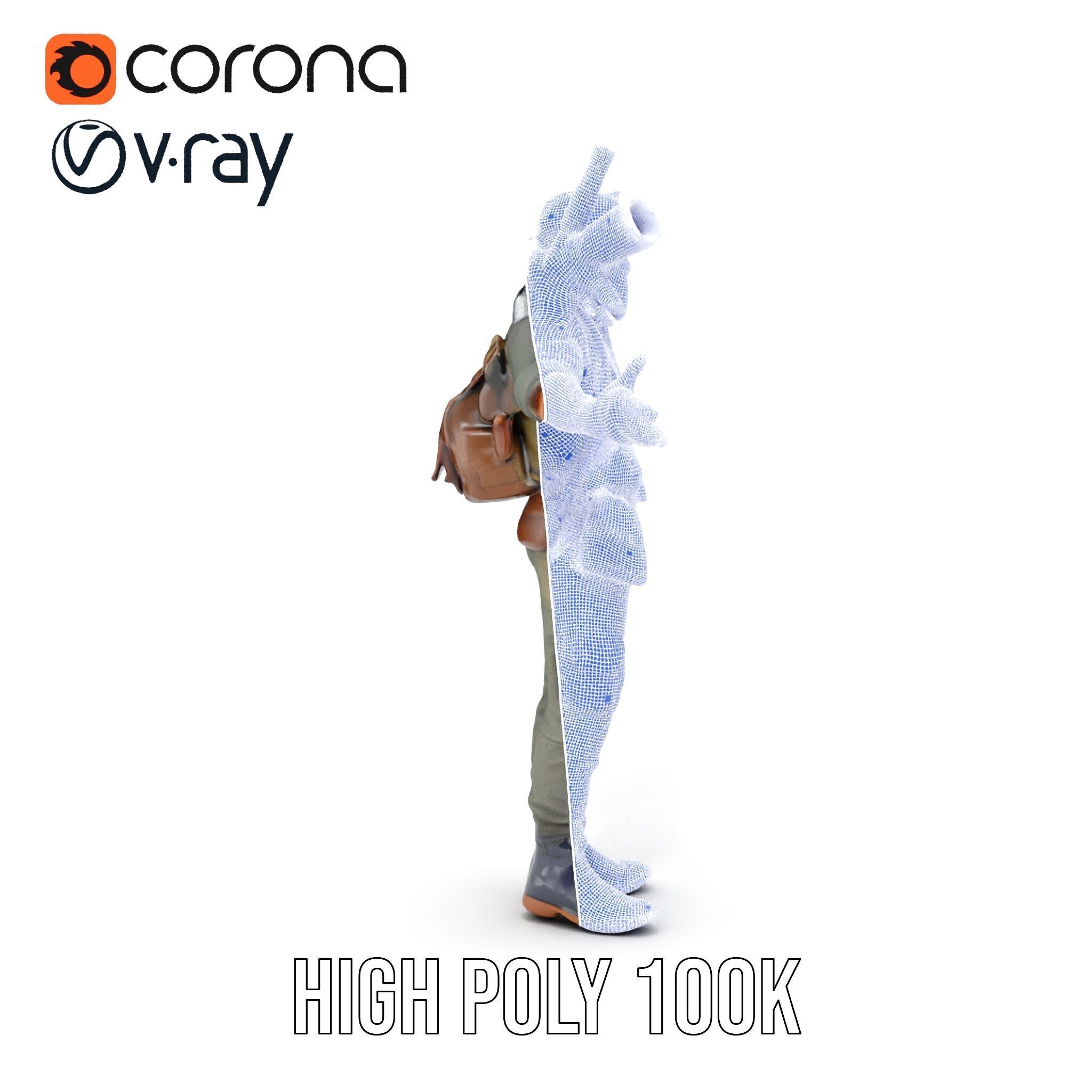 PostApocalyptic Survivalist Character Rigged and Animated Low-poly 3D model_40