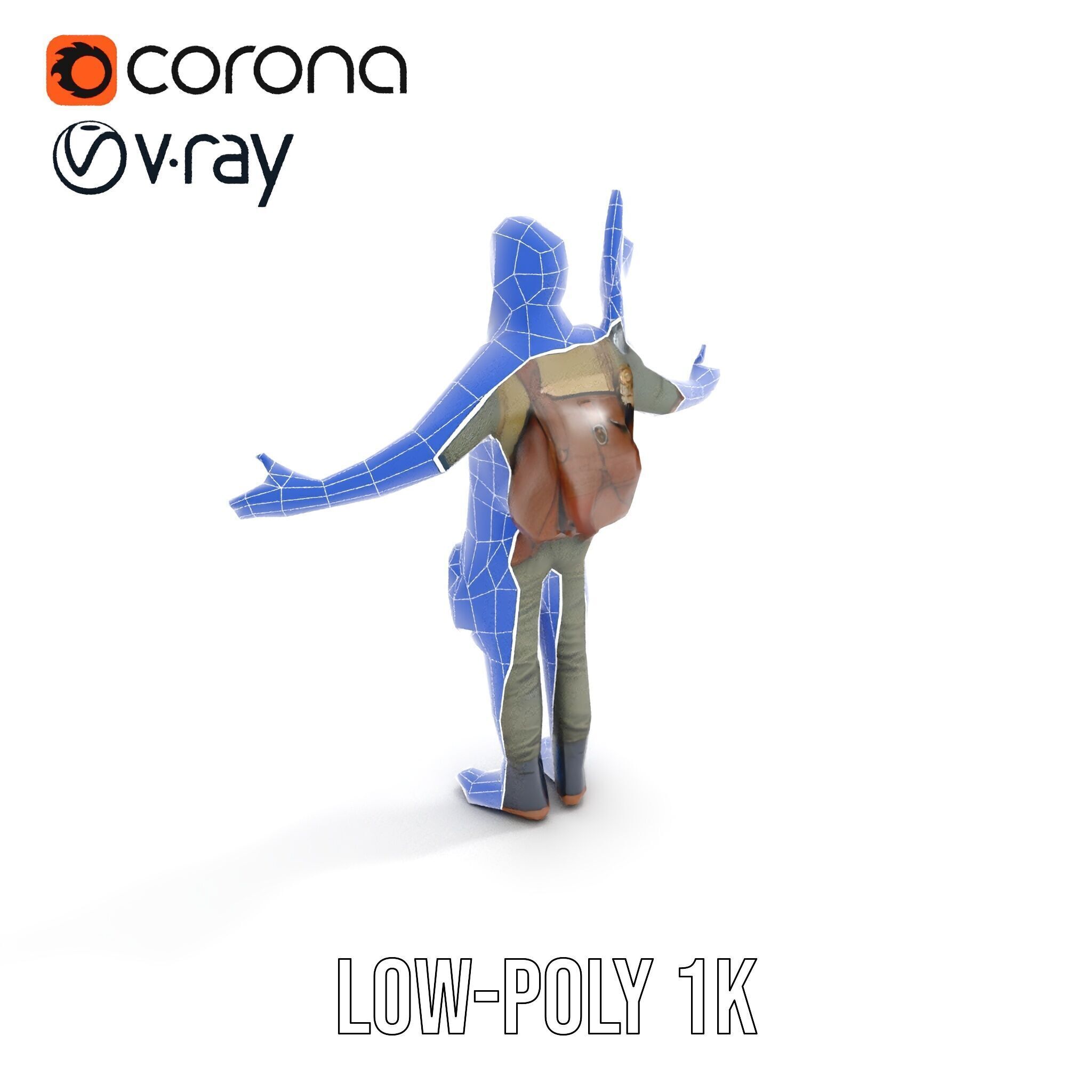 PostApocalyptic Survivalist Character Rigged and Animated Low-poly 3D model_32