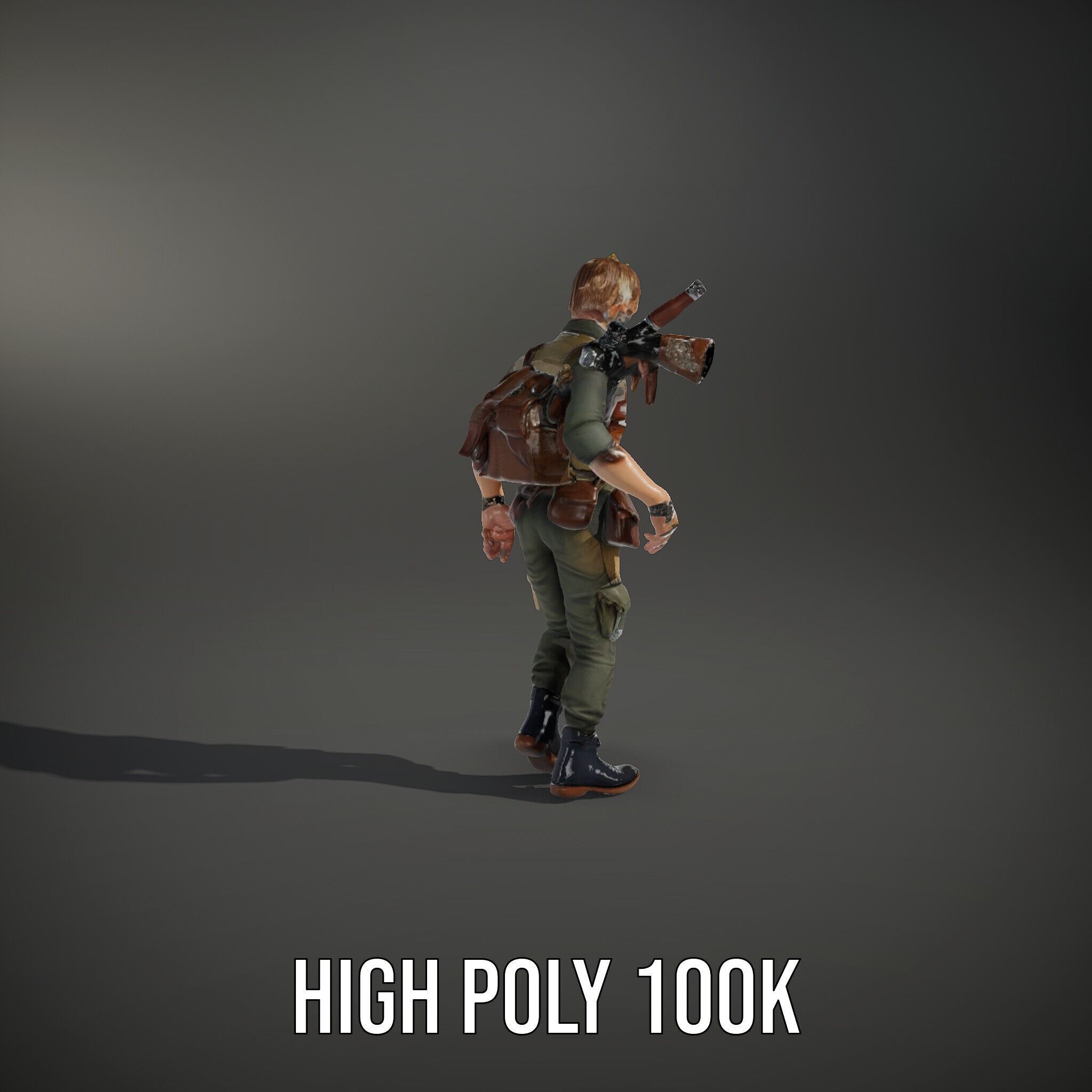 PostApocalyptic Survivalist Character Rigged and Animated Low-poly 3D model_17