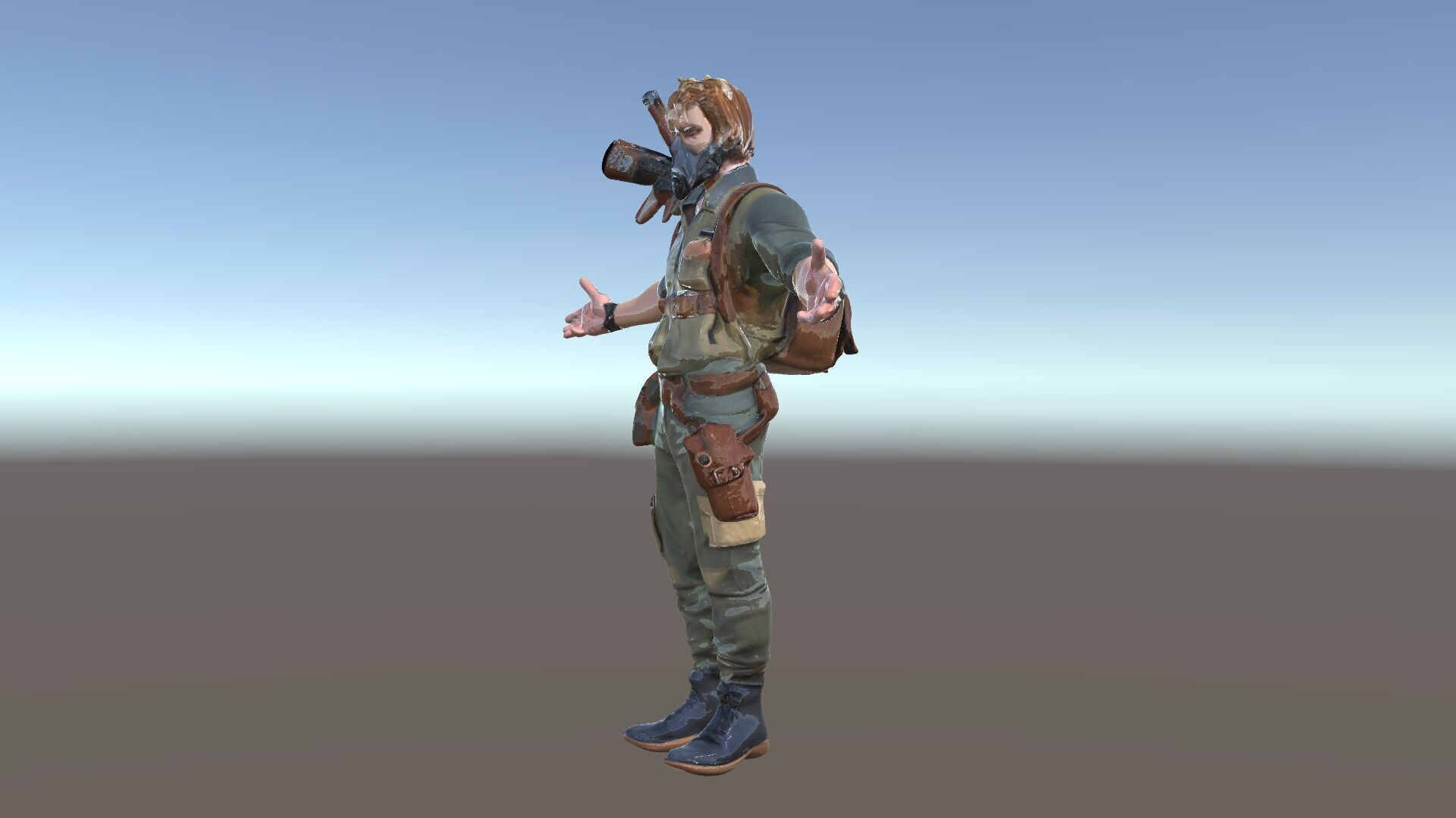 PostApocalyptic Survivalist Character Rigged and Animated Low-poly 3D model_6