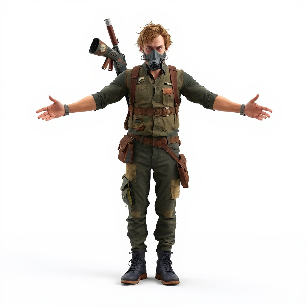 PostApocalyptic Survivalist Character Rigged and Animated Low-poly 3D model_3