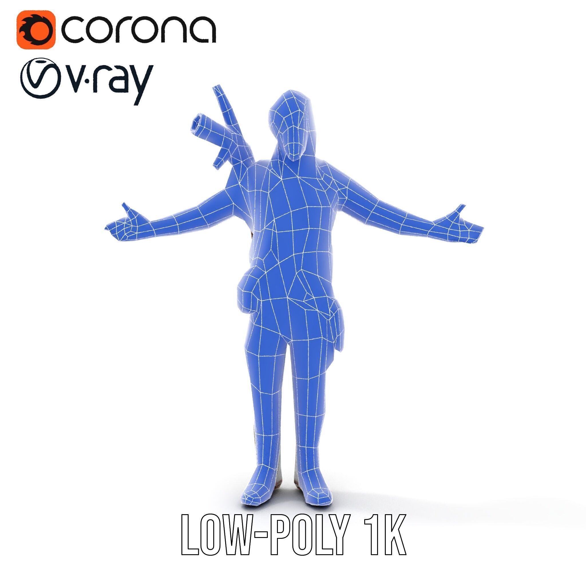 PostApocalyptic Survivalist Character Rigged and Animated Low-poly 3D model_22