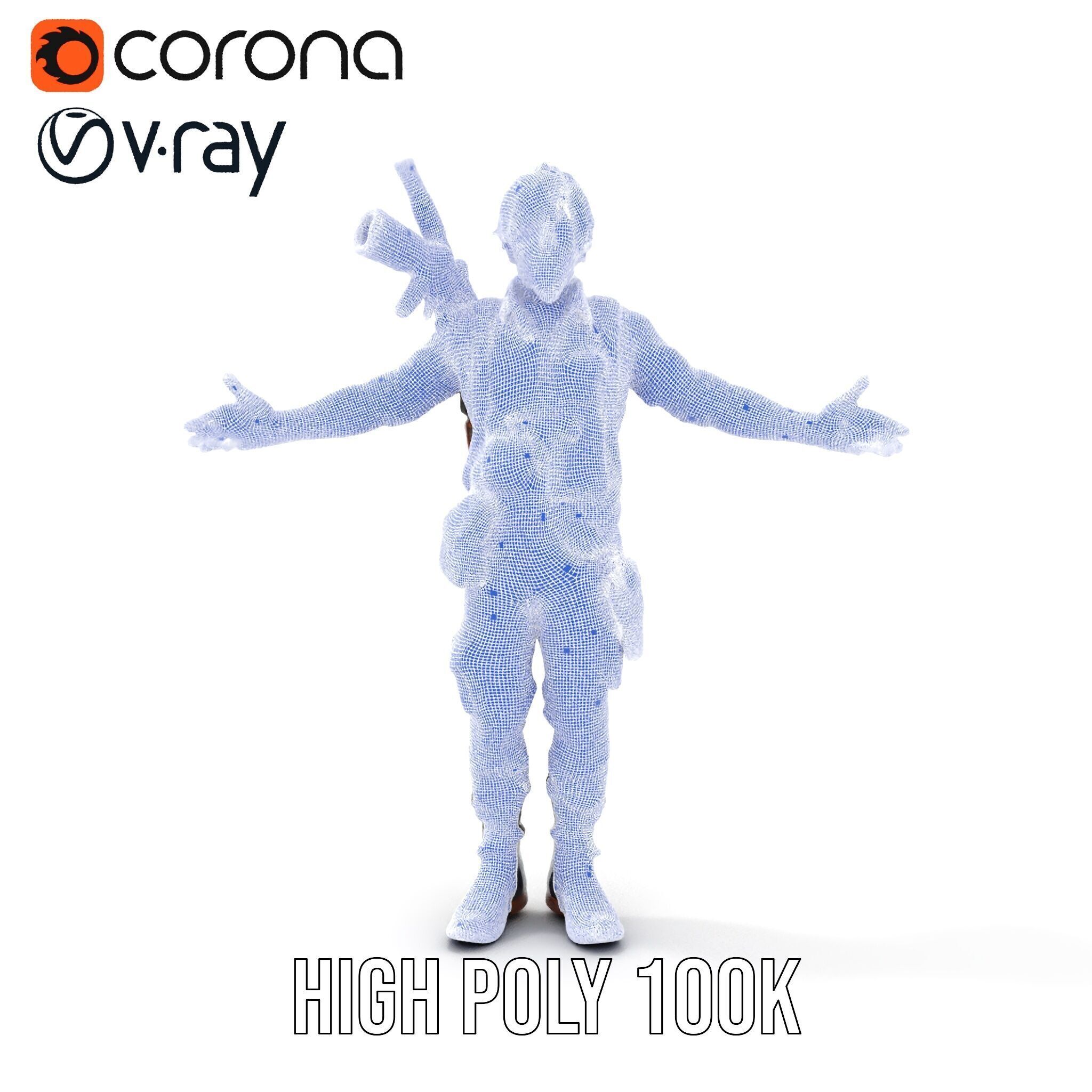 PostApocalyptic Survivalist Character Rigged and Animated Low-poly 3D model_41