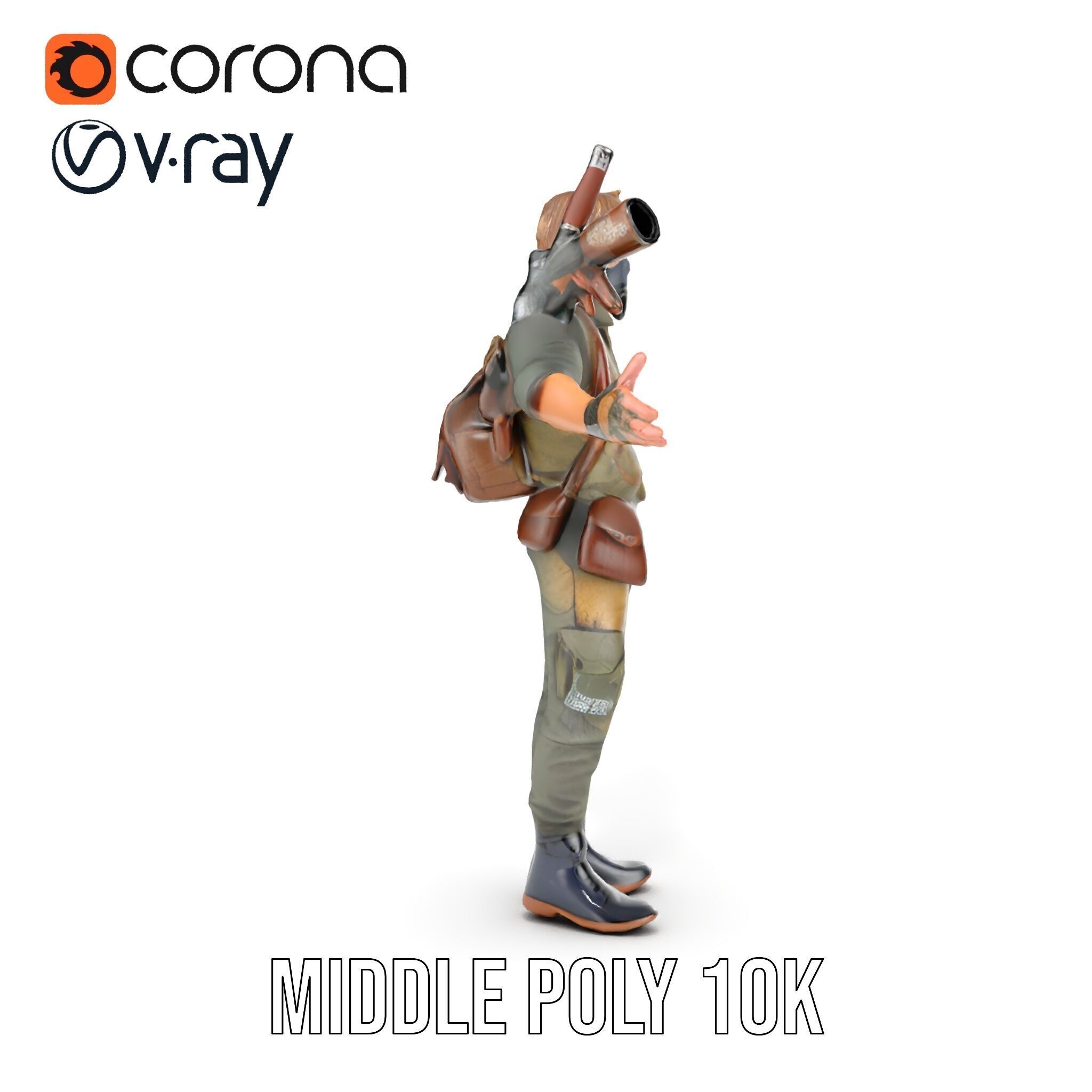 PostApocalyptic Survivalist Character Rigged and Animated Low-poly 3D model_15