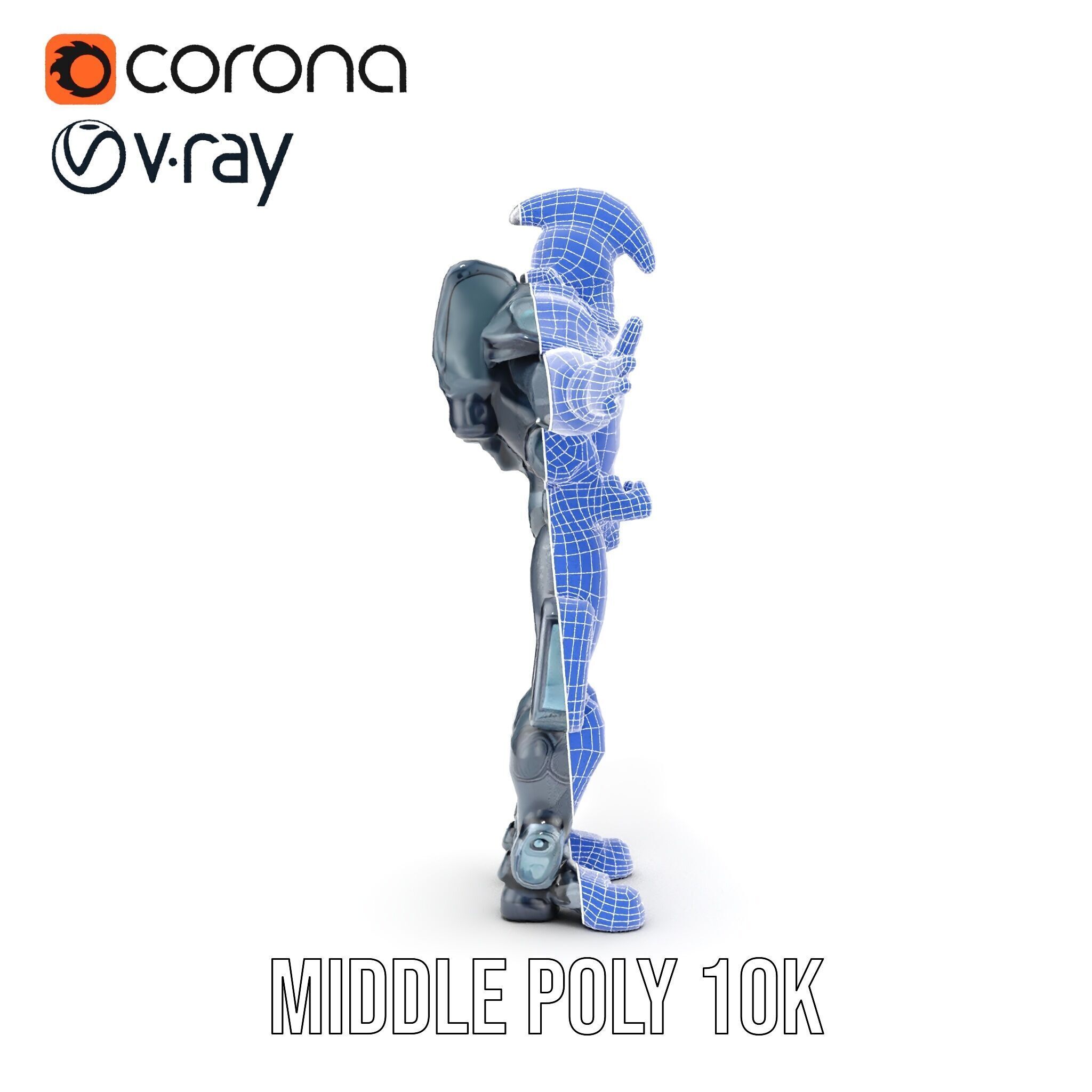 Futuristic Cyber Soldier Rigged and Animated D Character Model Low-poly 3D model_37