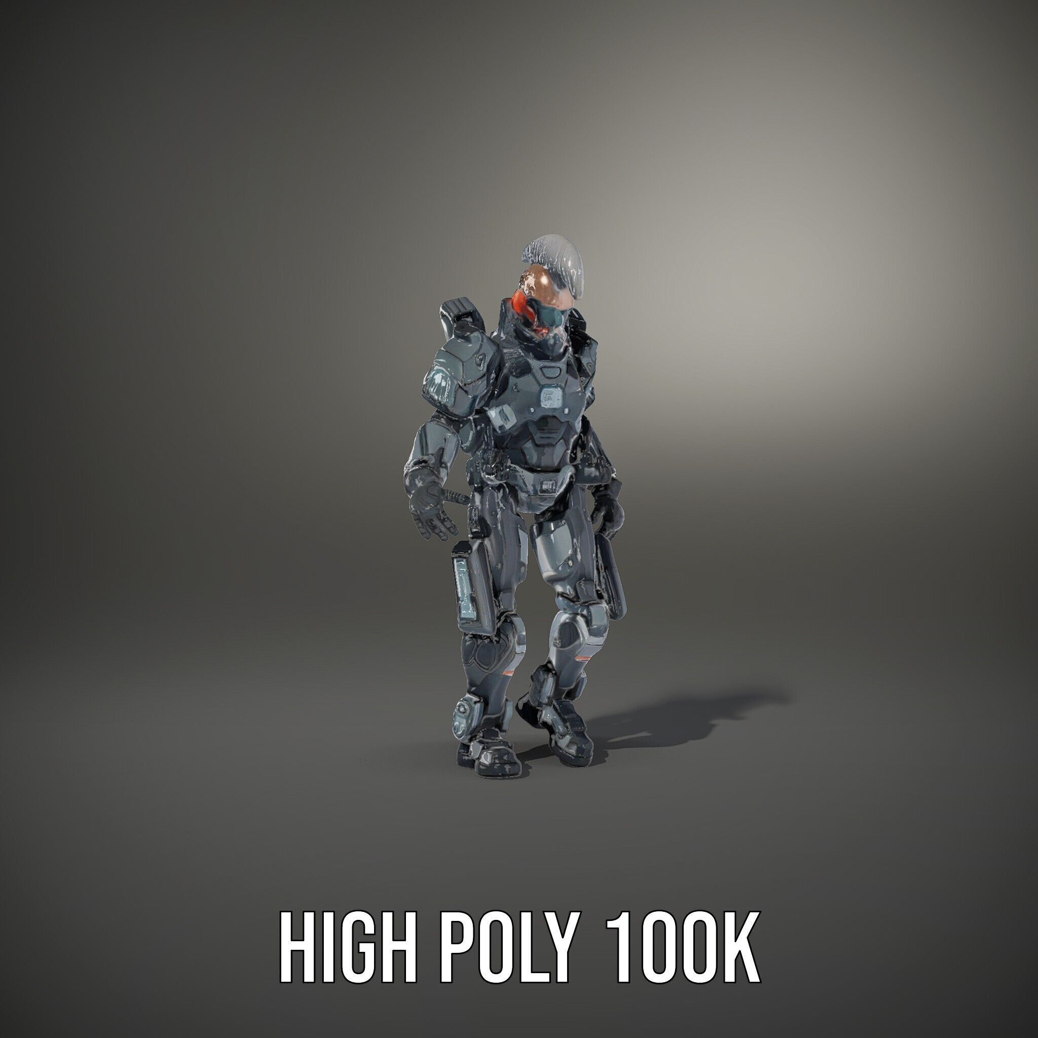 Futuristic Cyber Soldier Rigged and Animated D Character Model Low-poly 3D model_38
