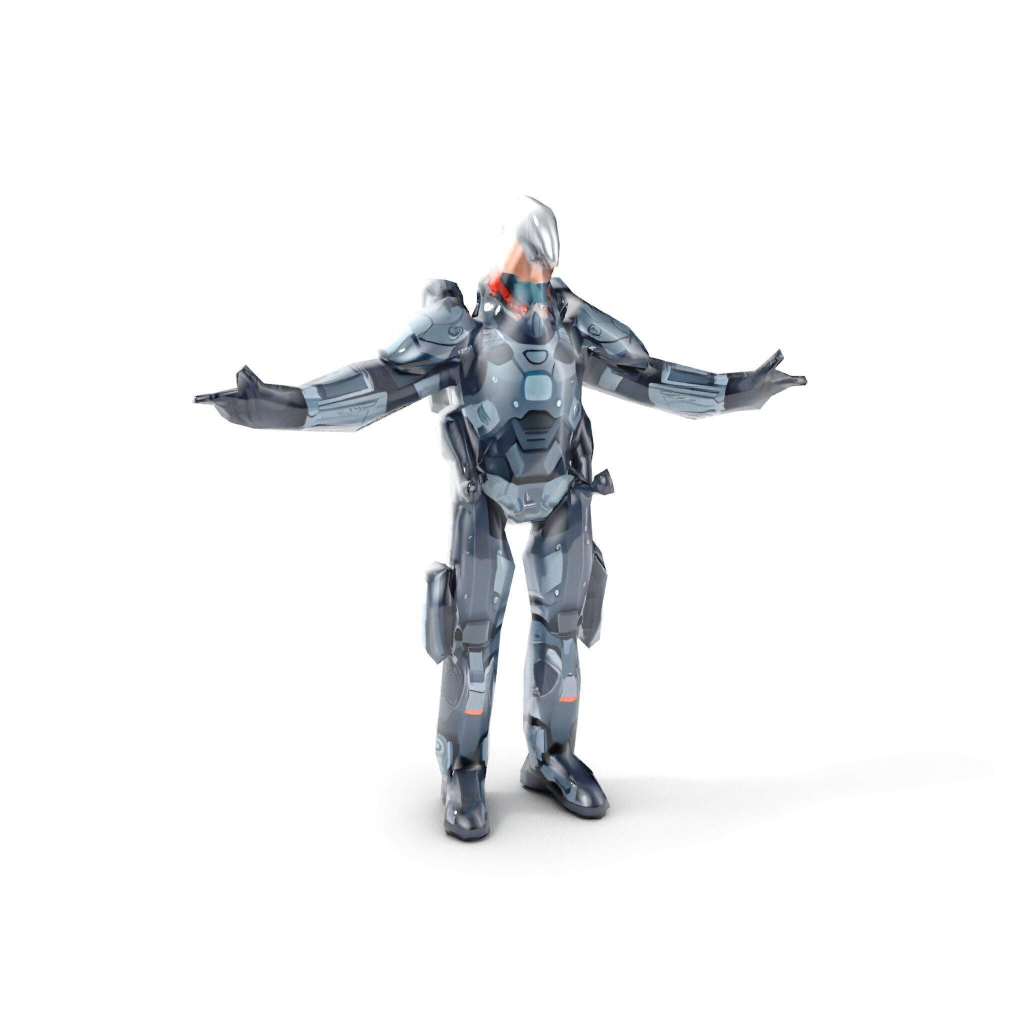 Futuristic Cyber Soldier Rigged and Animated D Character Model Low-poly 3D model_18