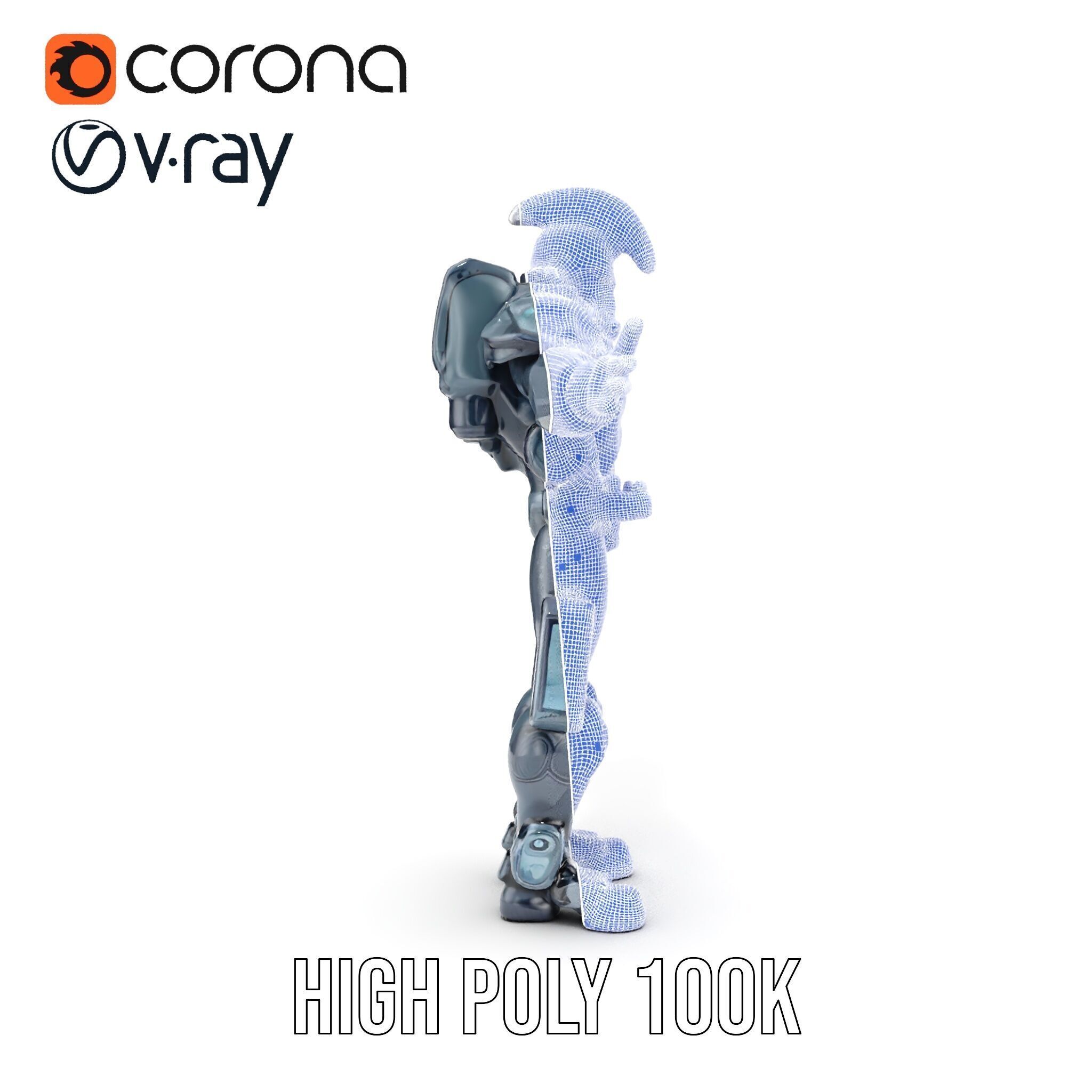 Futuristic Cyber Soldier Rigged and Animated D Character Model Low-poly 3D model_36