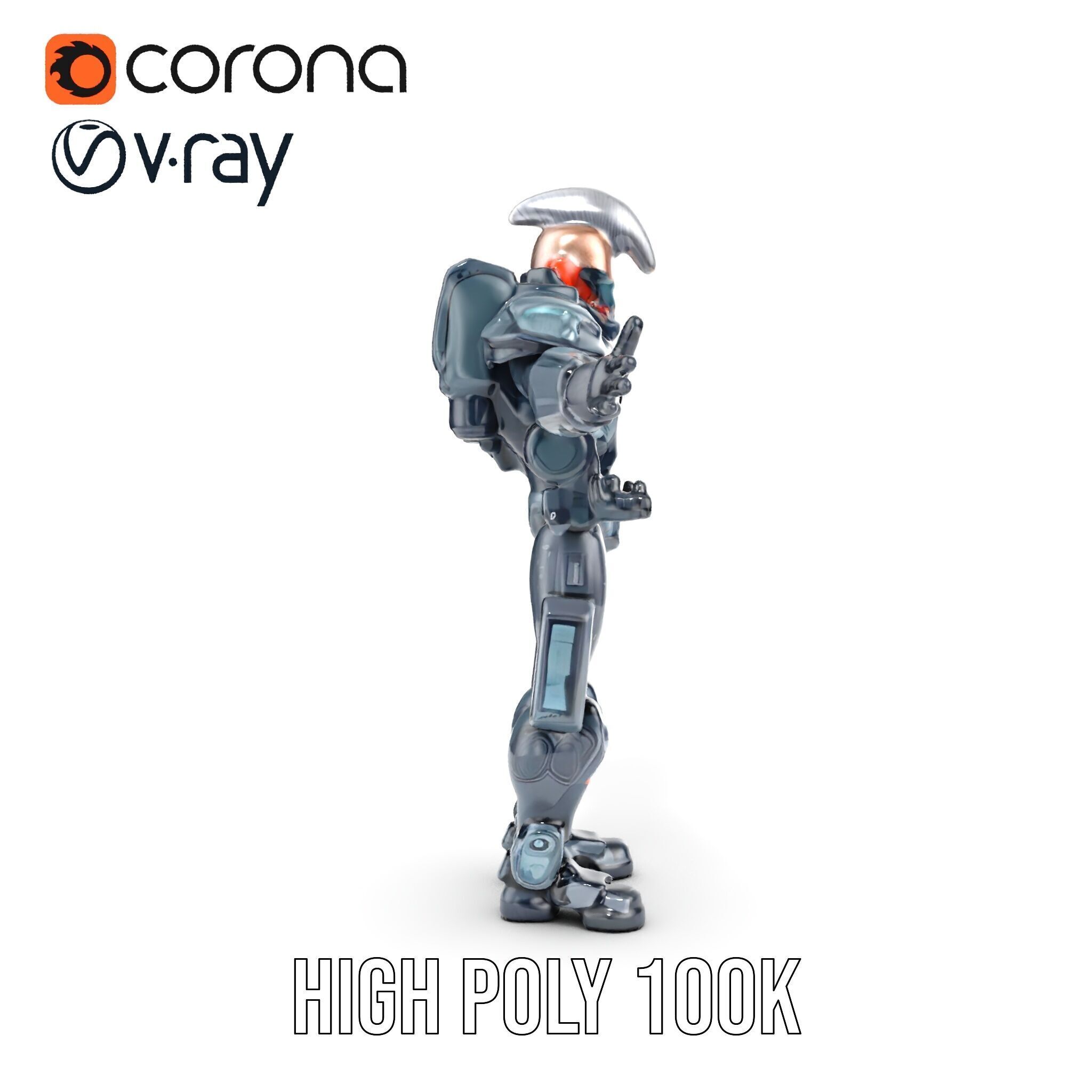 Futuristic Cyber Soldier Rigged and Animated D Character Model Low-poly 3D model_33