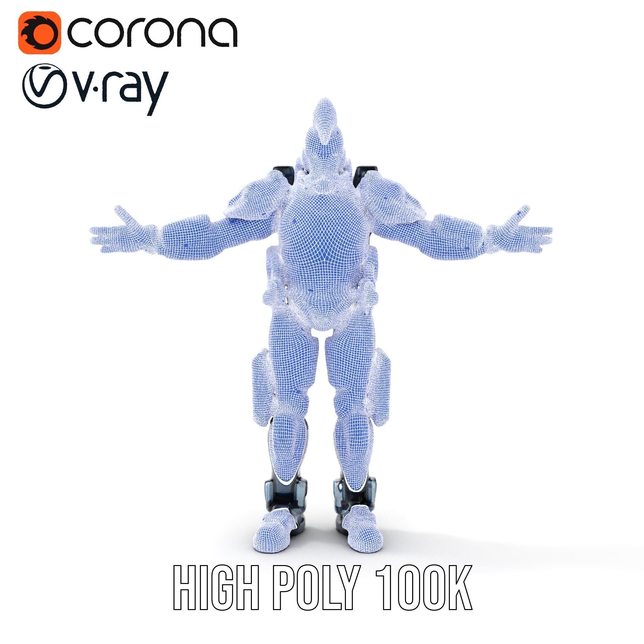 Futuristic Cyber Soldier Rigged and Animated D Character Model Low-poly 3D model_30